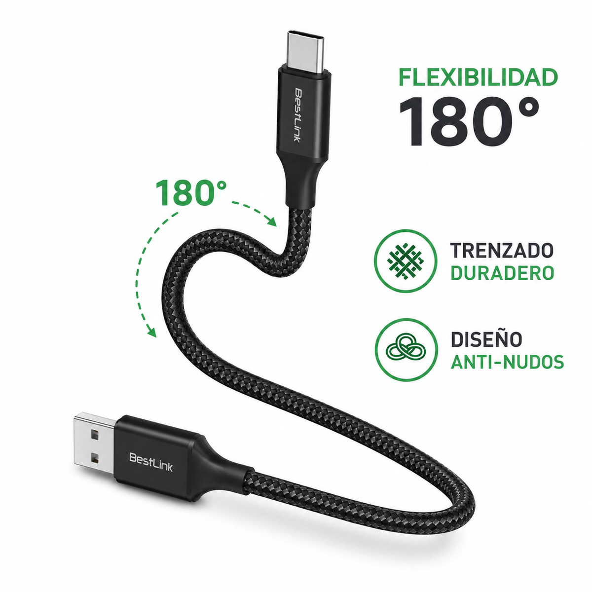 Cable de Datos USB a USB-C 1MT para Android Auto y CarPlay