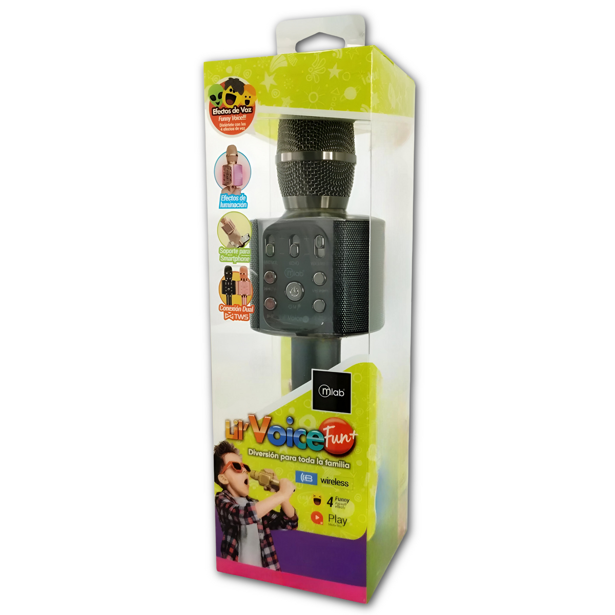 Parlante Portátil Tipo Micrófono c/ Soporte Smartphone Black