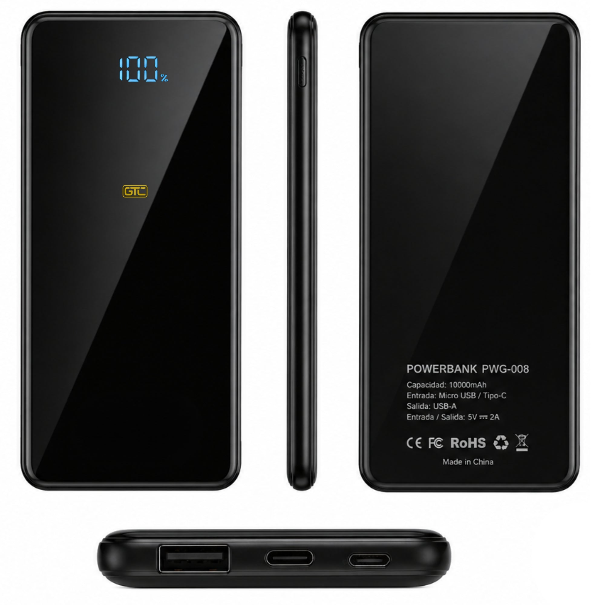 Powerbank Ultra Delgada de Carga Rapida 10.000MaH
