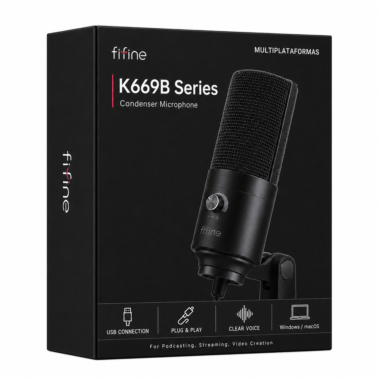 Micrófono Condensador USB Multiplataformas Fifine K669BK Pro