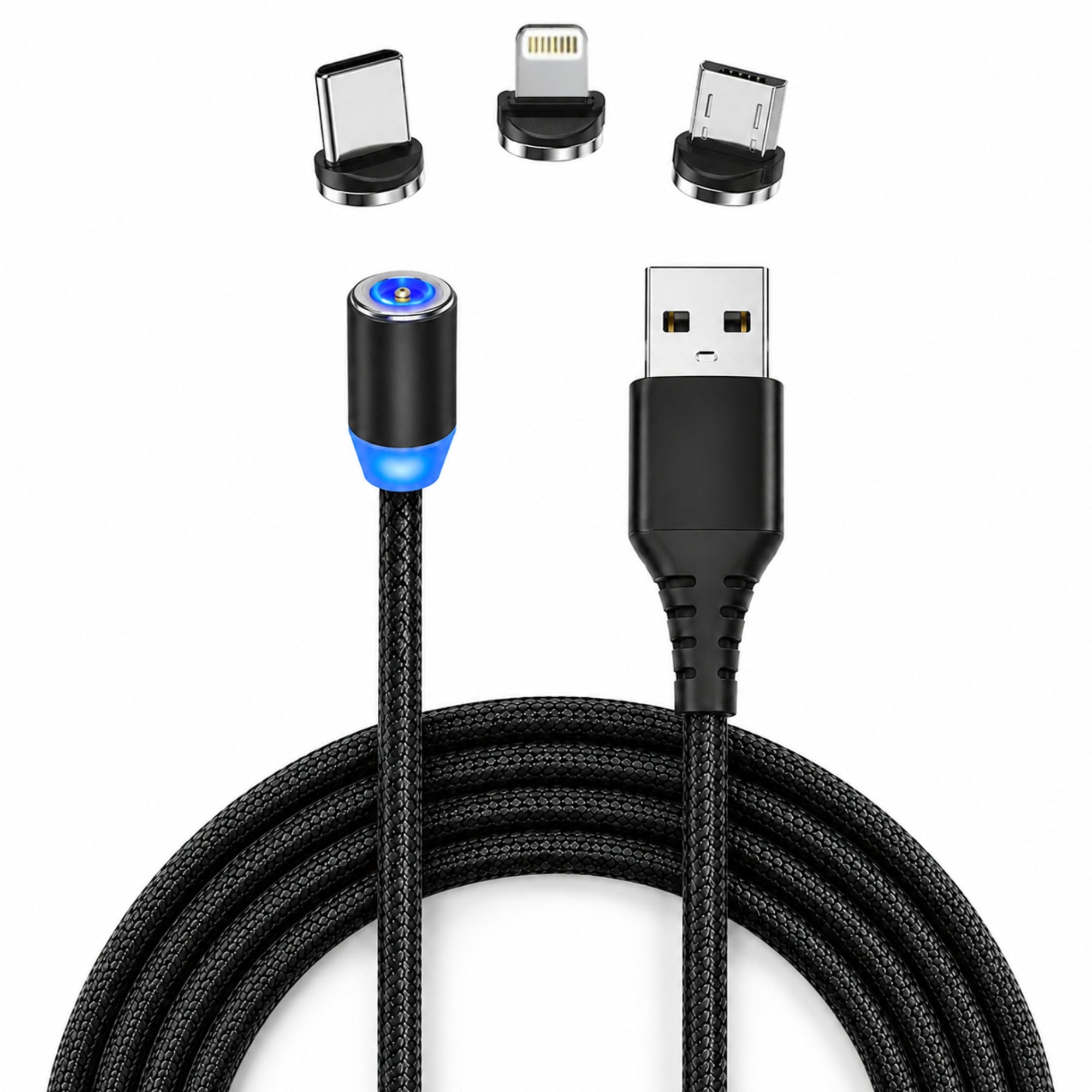 Cable de Carga Magnetico (3 EN 1) USB-C / Micro / Lightning