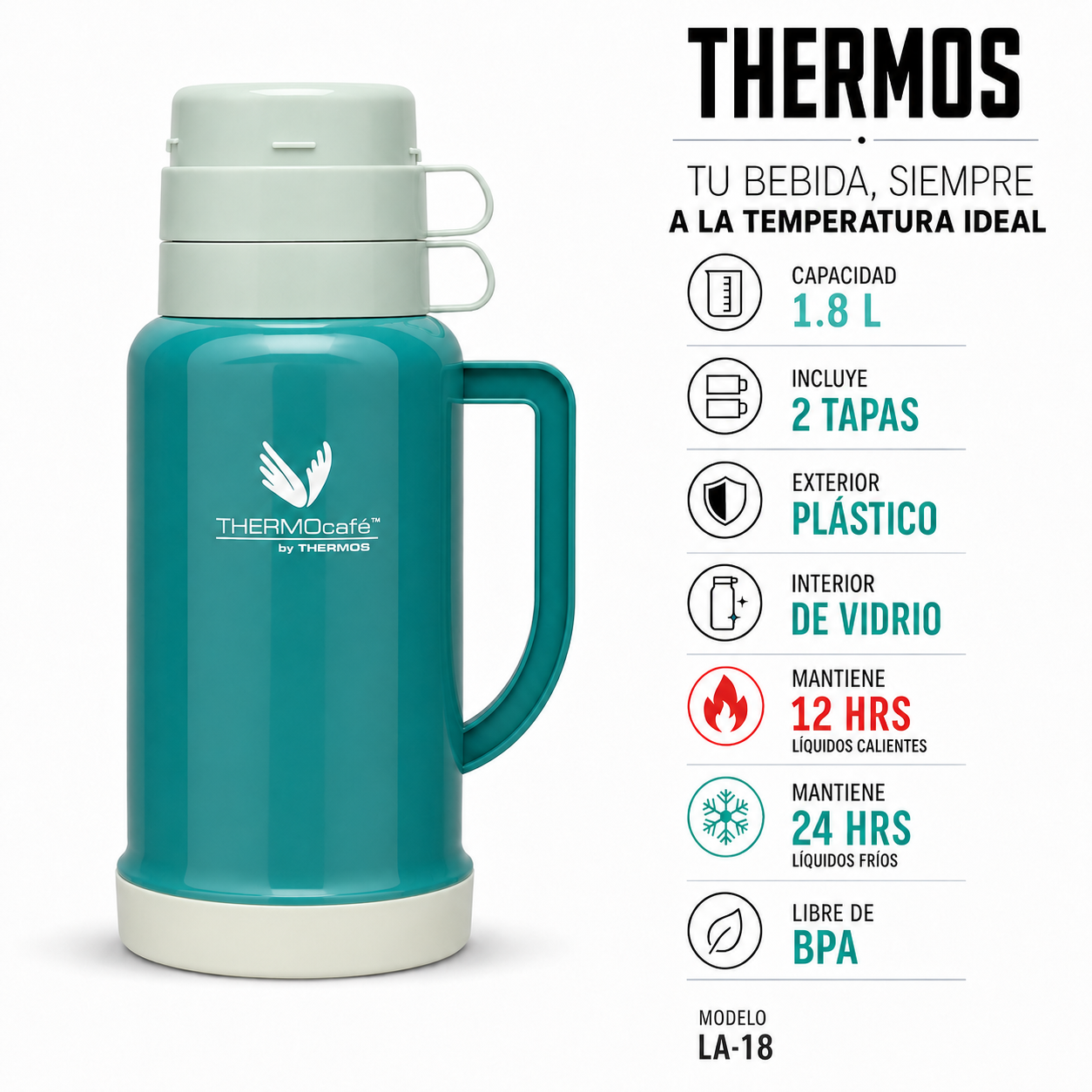 Termo para Liquidos Thermos 1.8L Verde 12H/24H