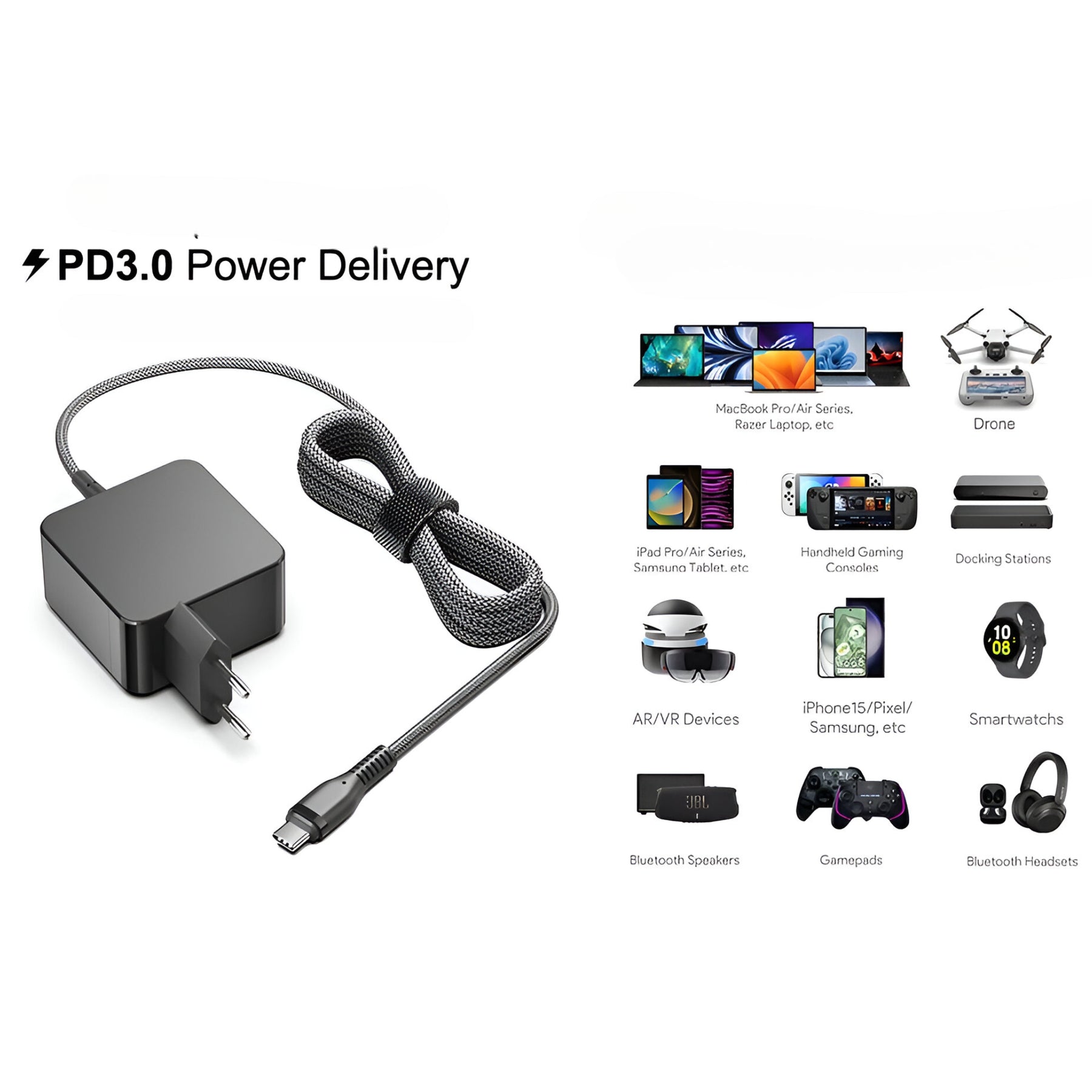 Cargador Universal USB-C para Smartphone y Notebook 65W SEC