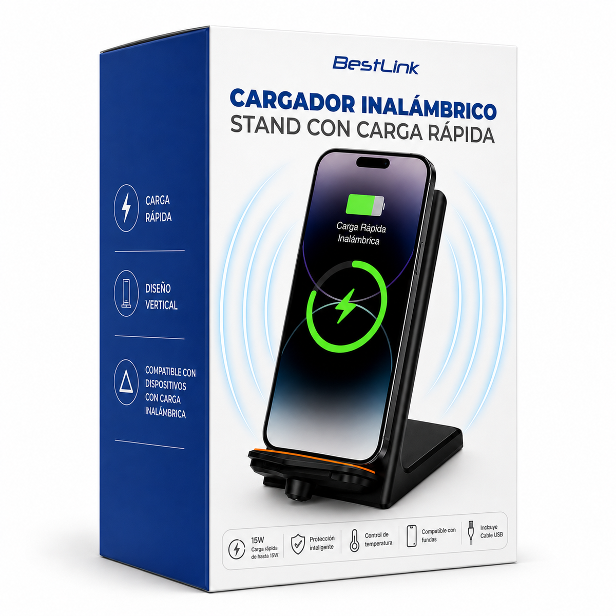 Cargador Inalambrico Qi 15W Carga Rapida Universal