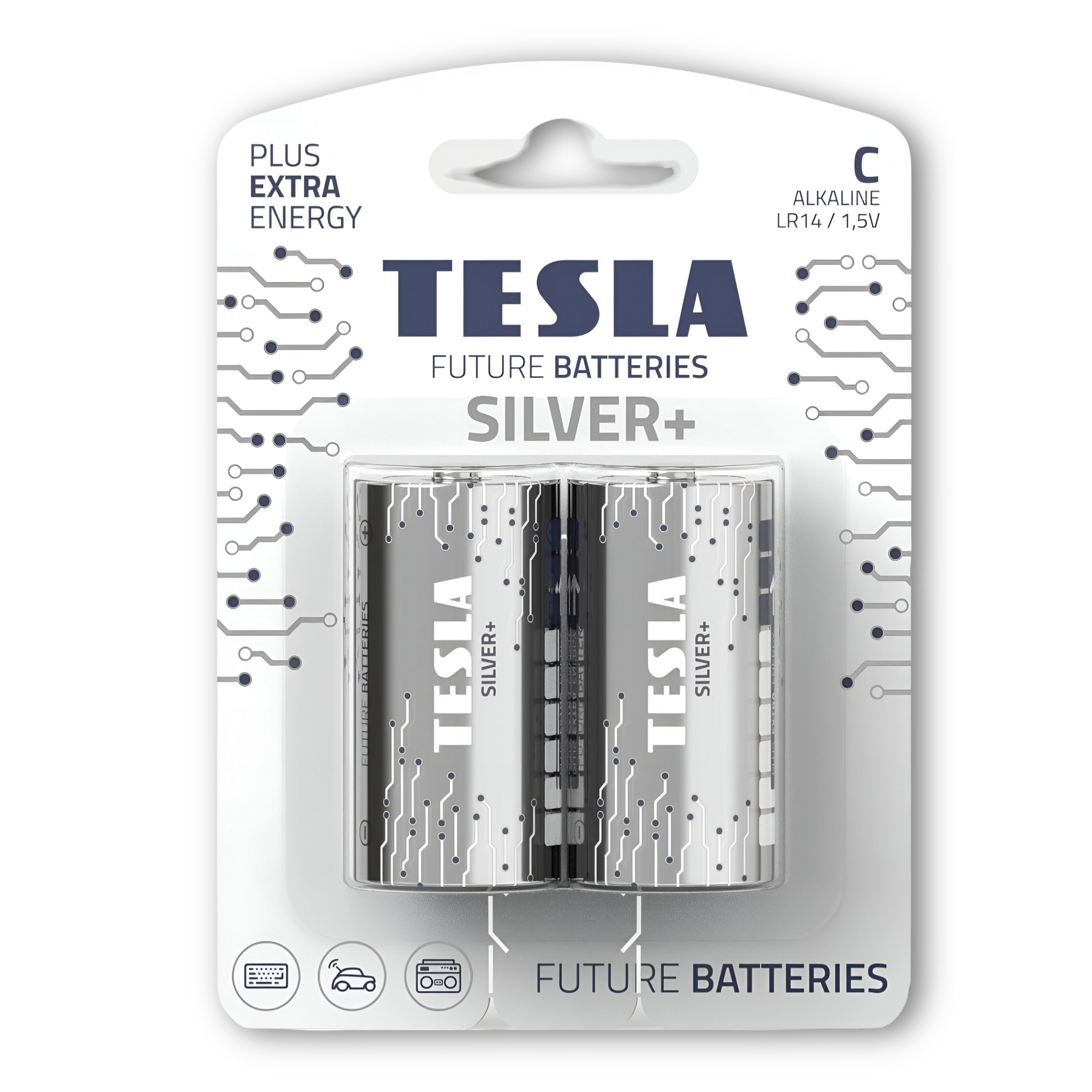 Pack 12 Pilas C Tesla Silver+ Alkaline Plus Extra Energy