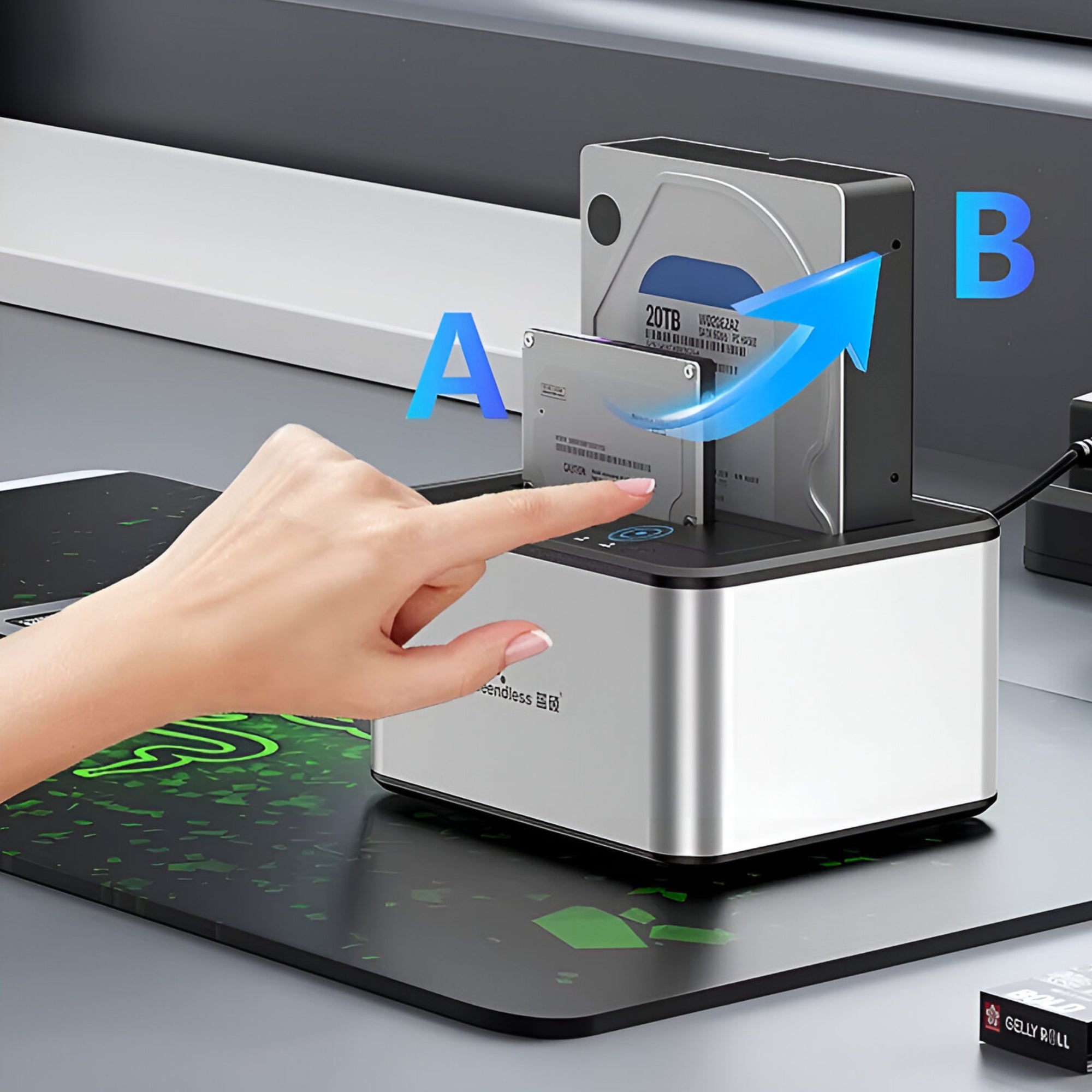 Lector de Discos SATA USB 3.0 Dock Station Dual 5 GBPS K250D