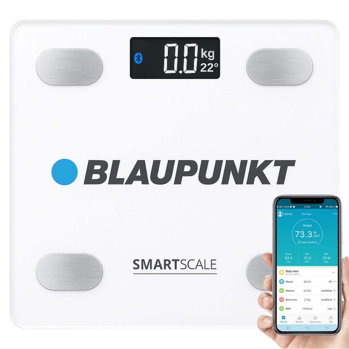 Balanza Digital Corporal Blaupunkt Smart Scale 180KG White