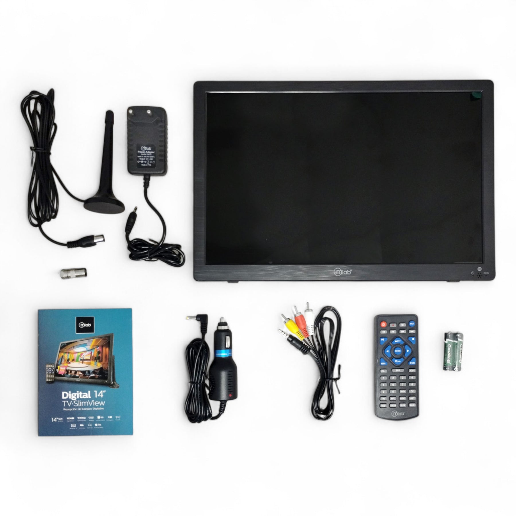 TV Portátil FHD Recargable Señal Digital ISDB-T 14" SLIM BK