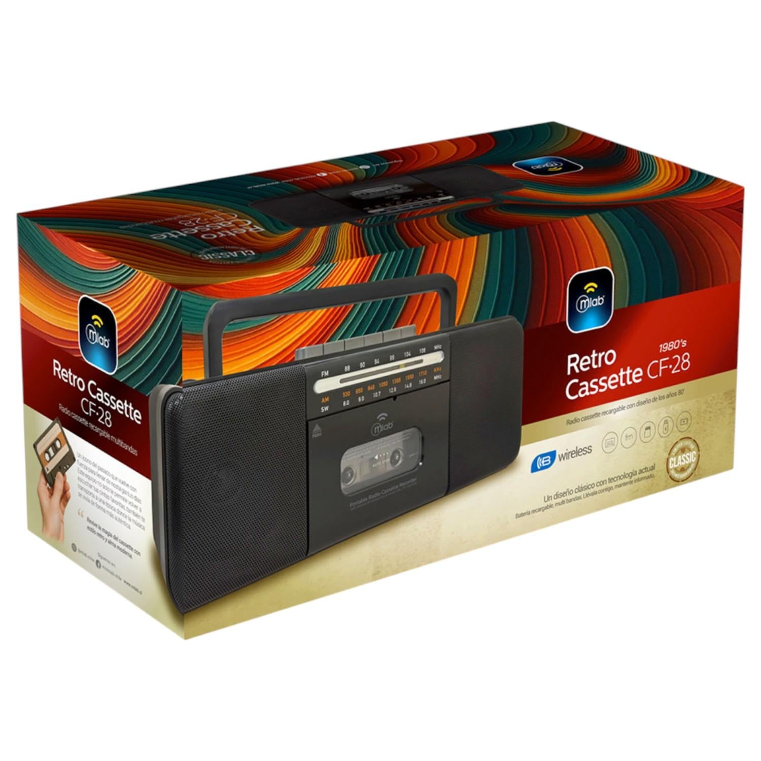 Radio AM/ FM/ BT/ Mp3/ Bluetooth Con Cassette CF-28 Old Time 1980'S