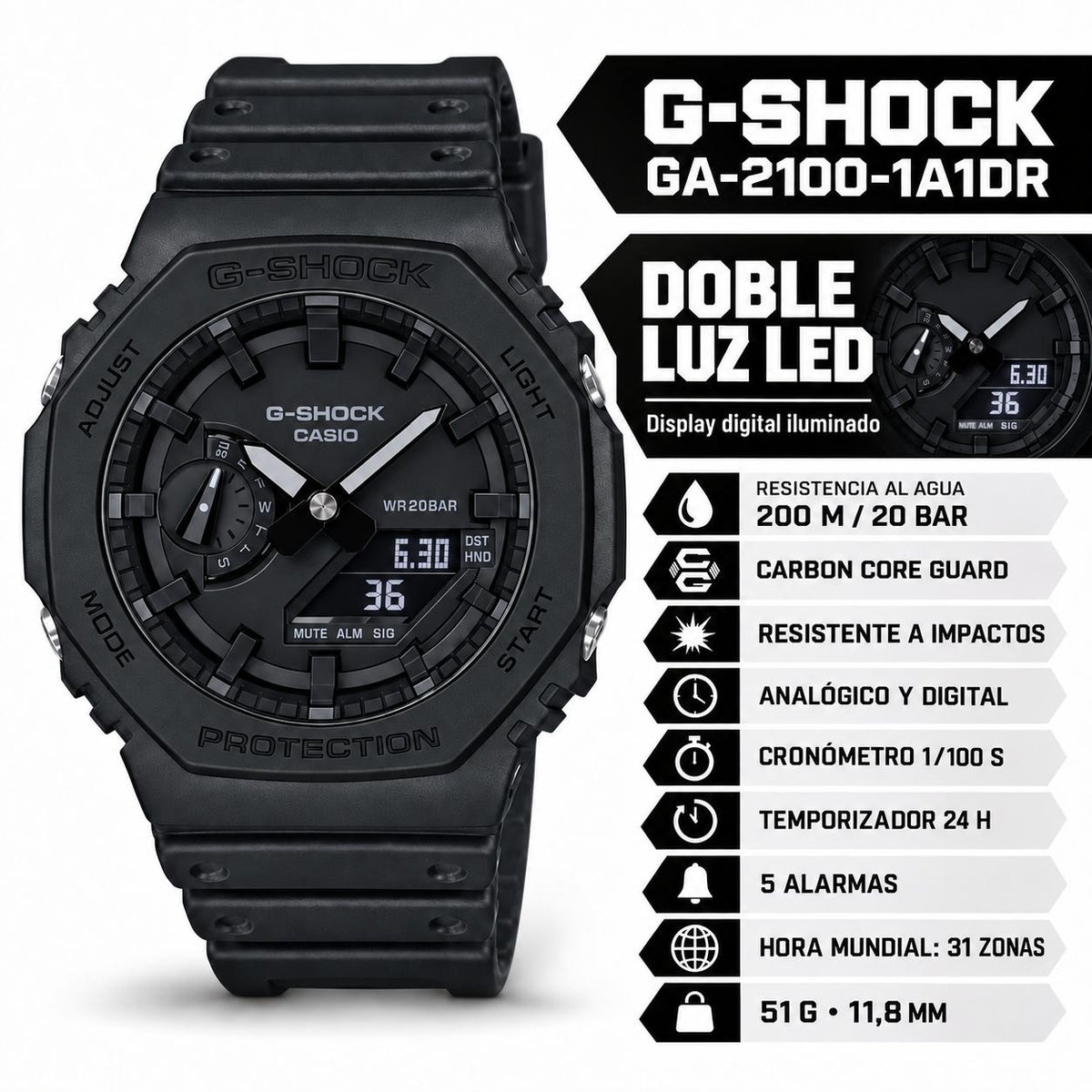 Reloj Deportivo G-SHOCK GA-2100-1A1DR