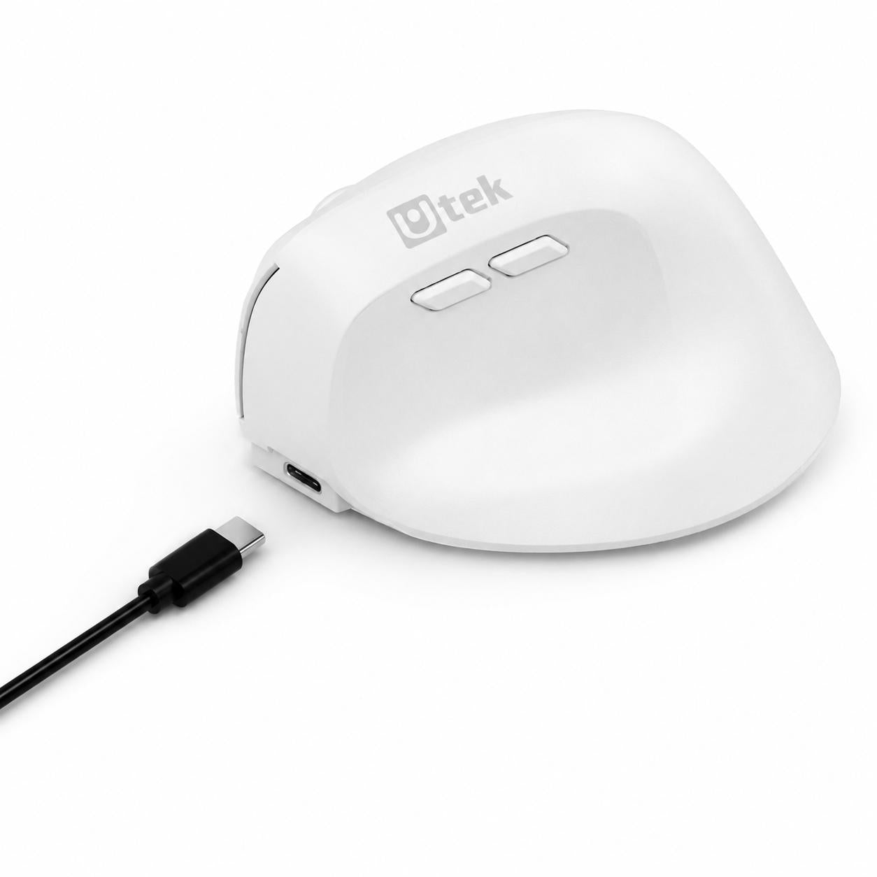 Mouse Vertical Ergonómico Dual Wireless Recargable Blanco