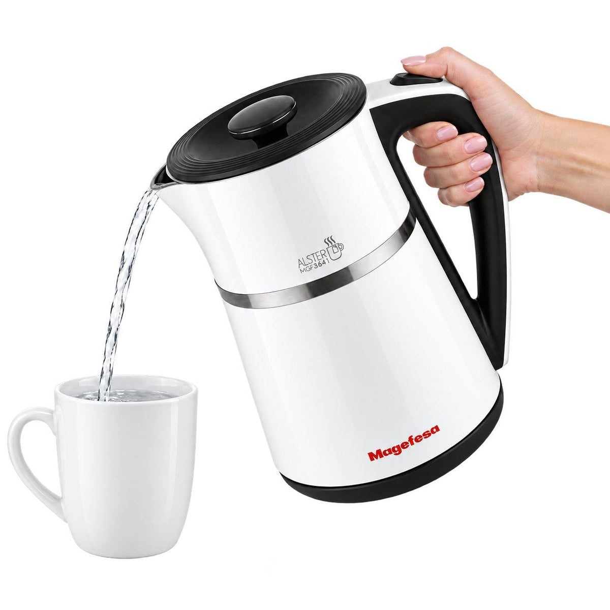 Hervidor Eléctrico 1.7L Inox 2200W Base 360° Blanco