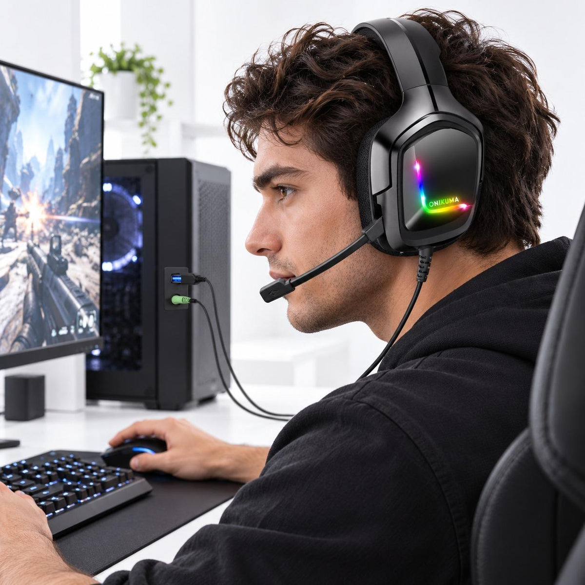 Audífonos Gamer RGB Negro con Micrófono V2 Edition