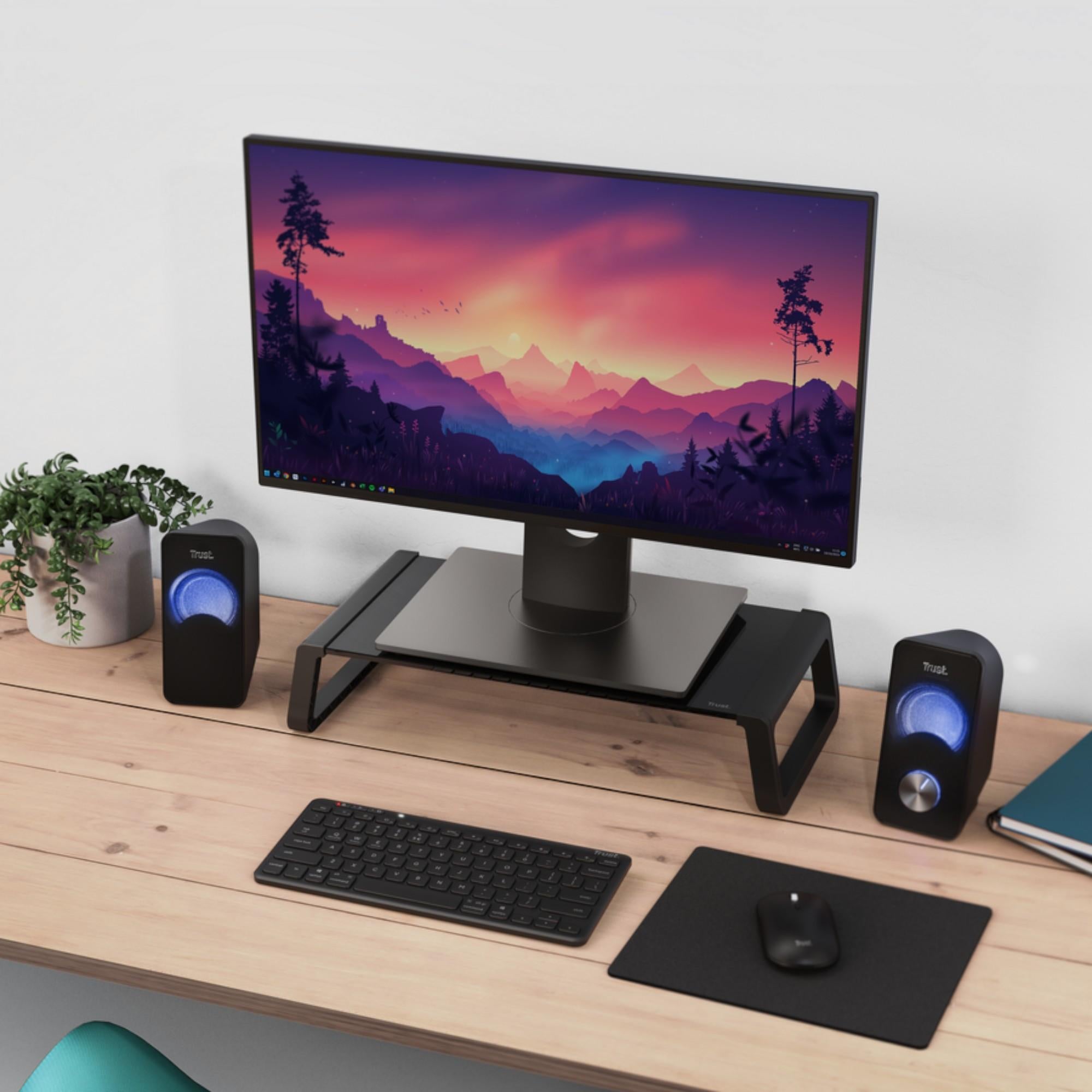Soporte de Monitor Trust Monta Premium Tempered GLASS Black