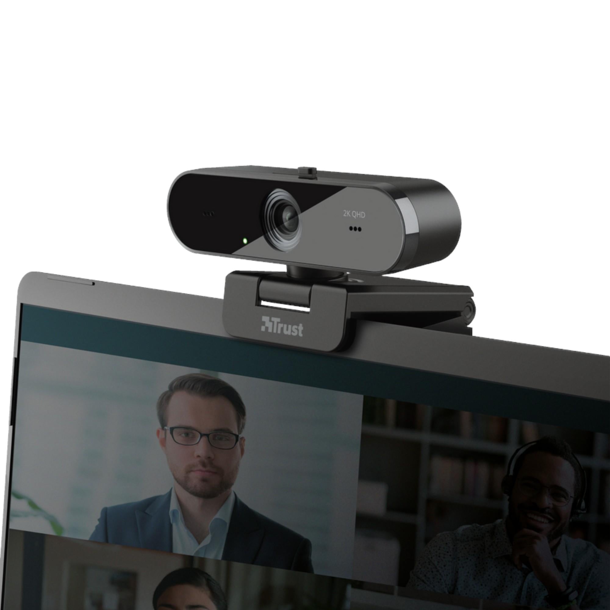 Webcam QHD 2K Profesional Trust Taxon Black Muiltiplataforma