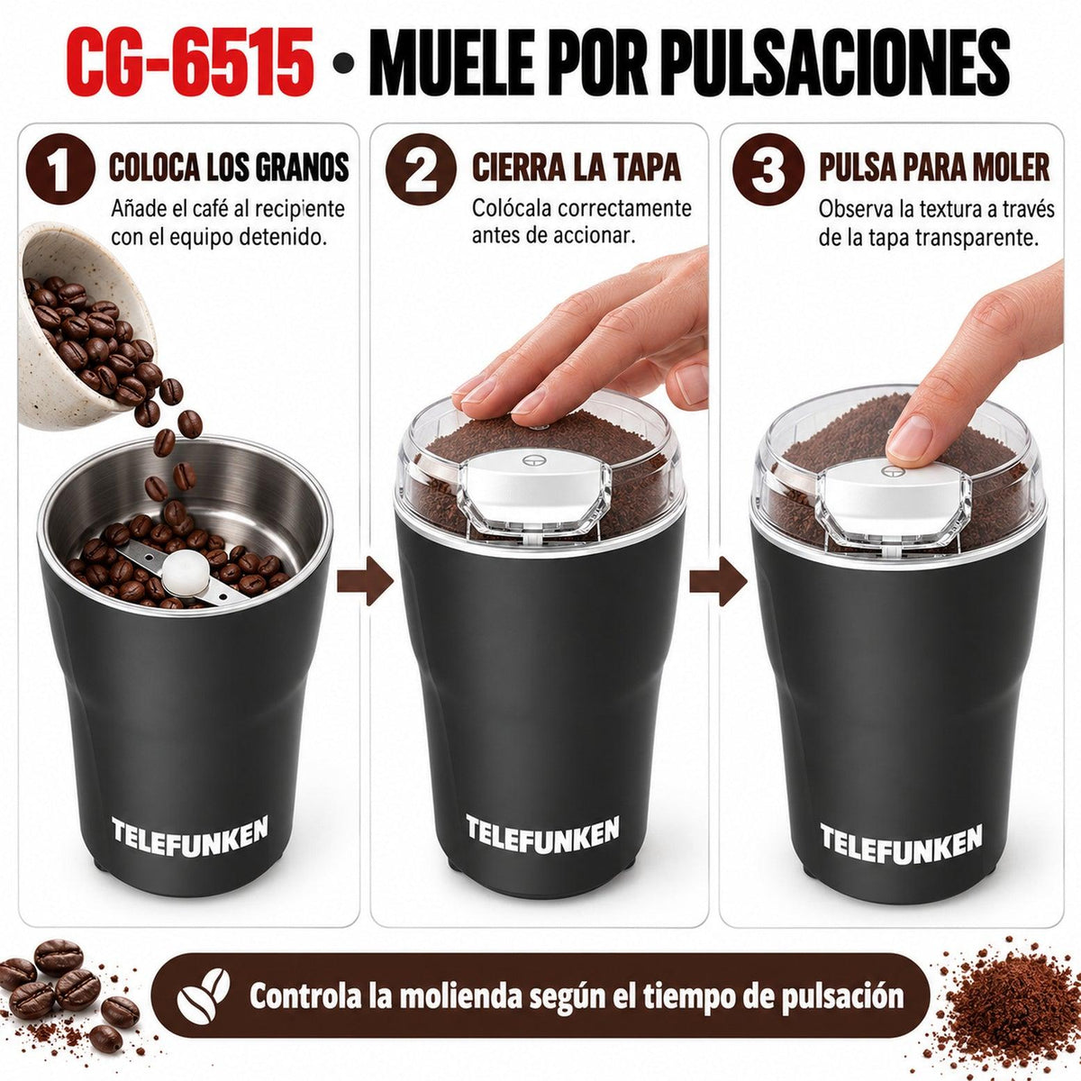 Molinillo de Café 200W con Cuchillas de Acero Inoxidable
