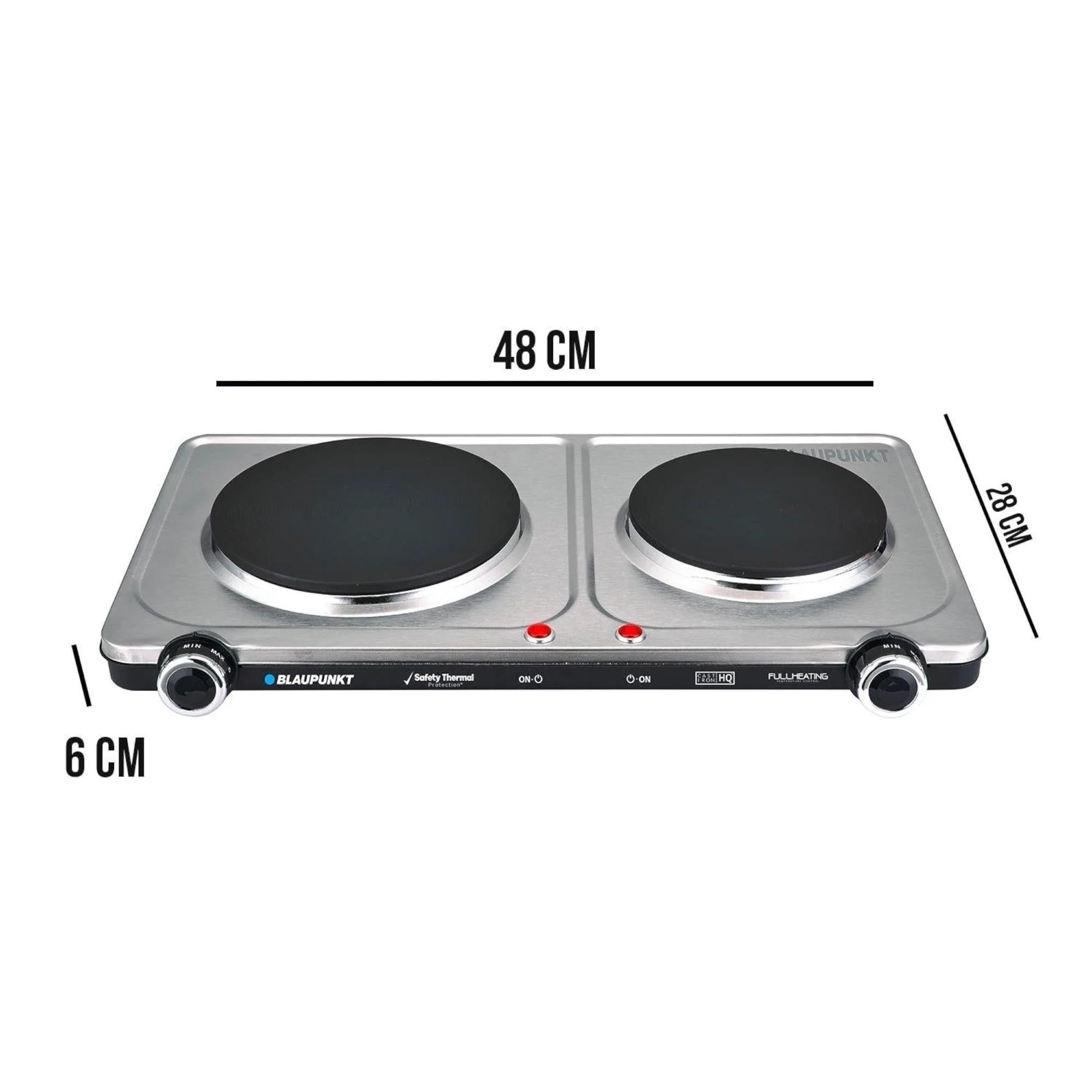 Cocina Encimera Eléctrica Inox Dual Burner 2200W AE12900 SEC