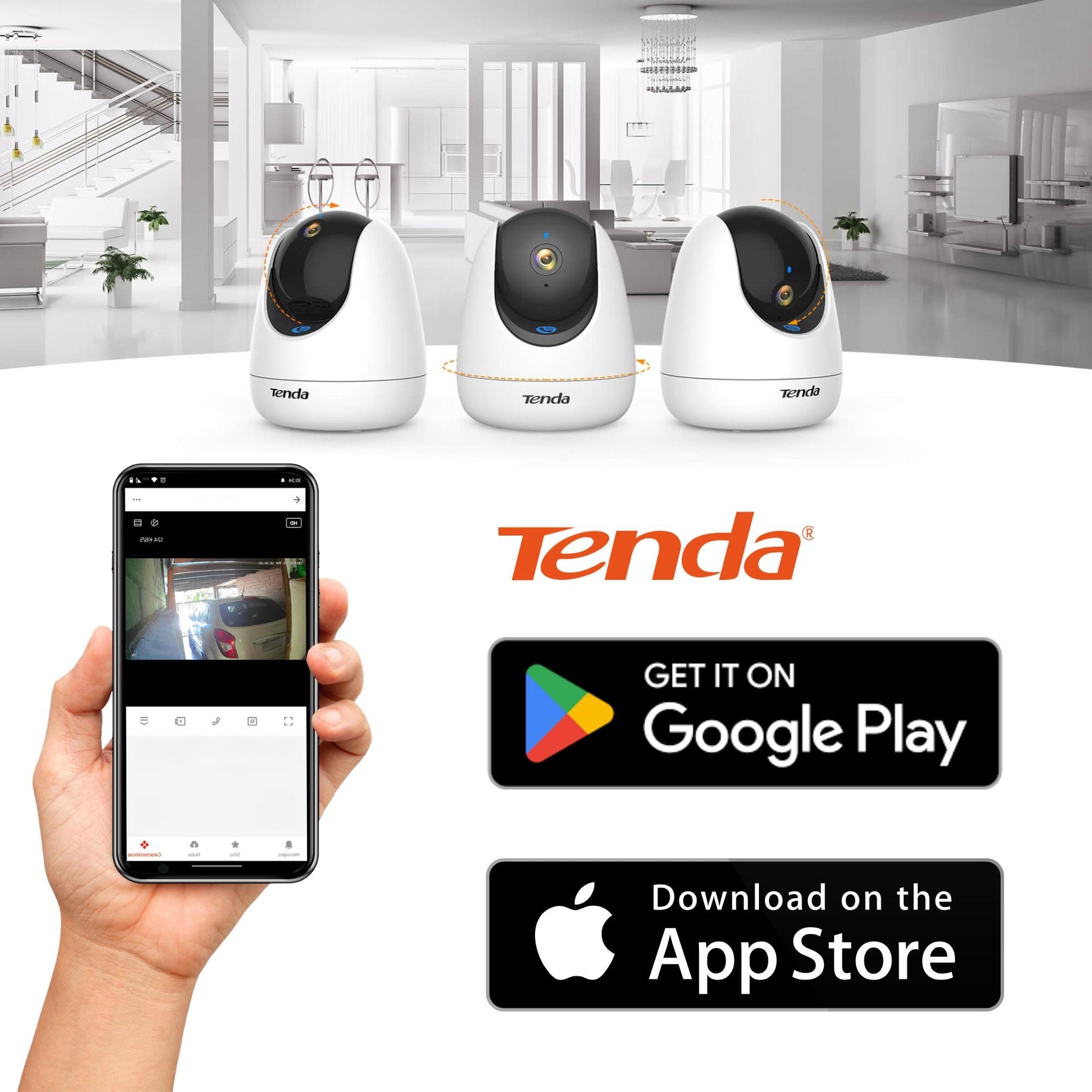 Cámara de Seguridad Rotatoria 360° Tenda CP3 FHD Powered AI