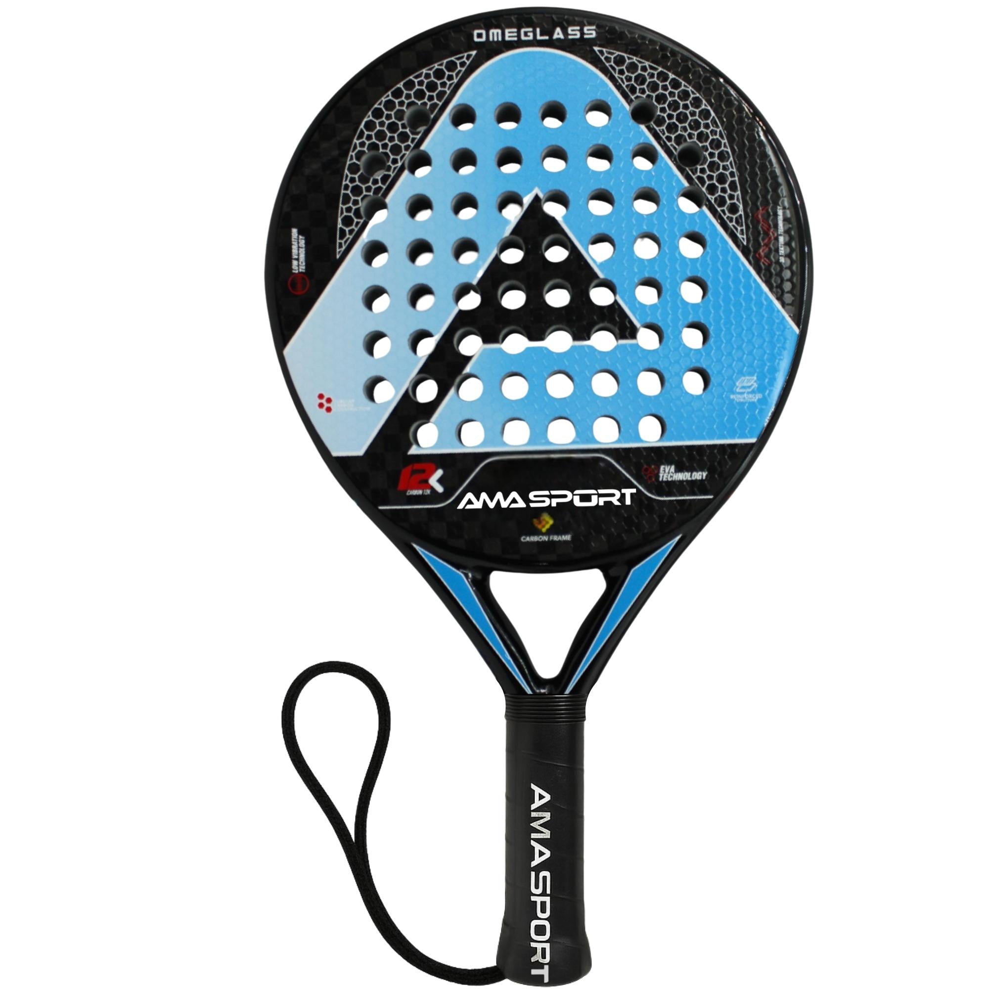 Pala de Padel de Fibra de Carbono Amasport 12K Omeglas