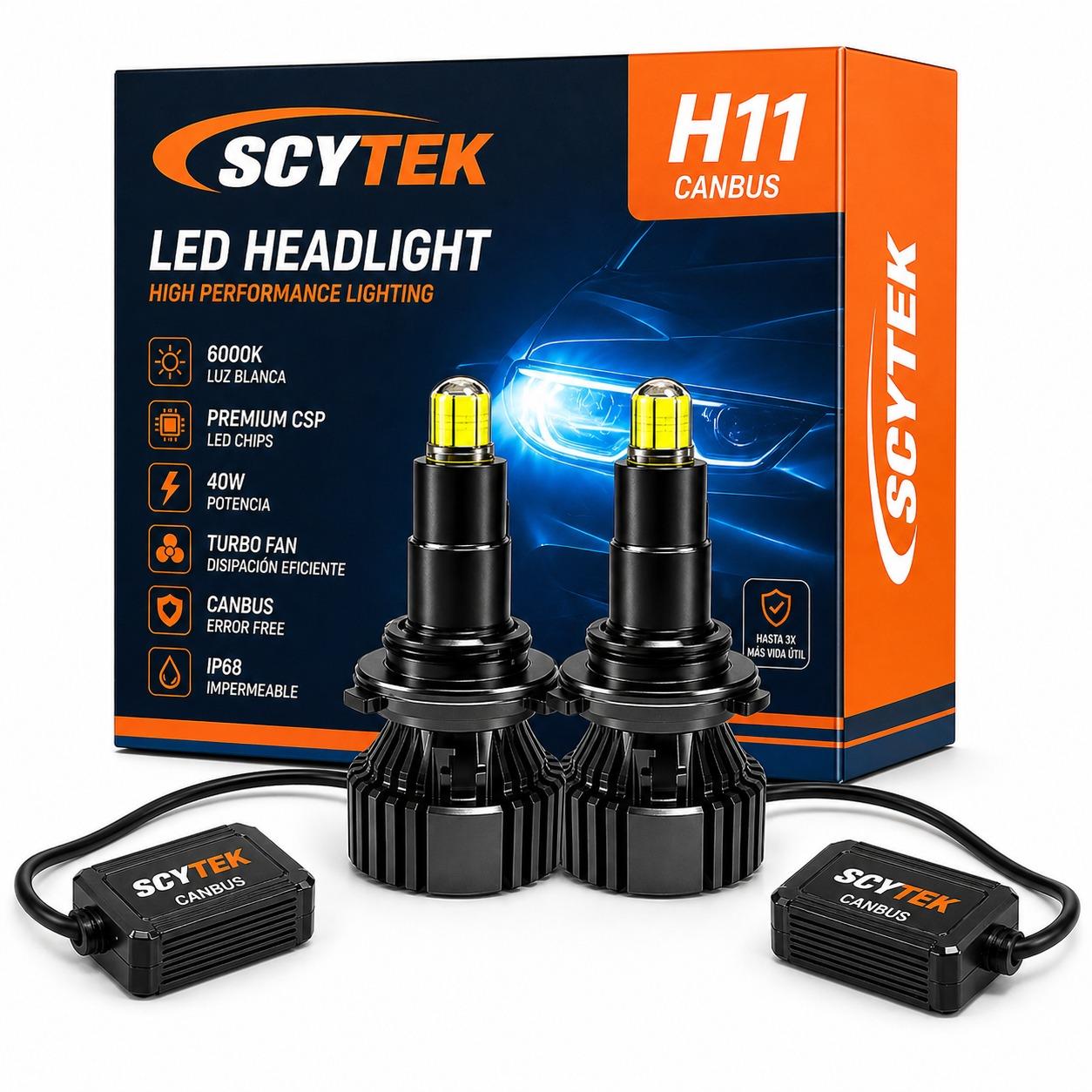 Kit de Luces Turbo LED H11 Canbus 12000Lm 3D 360° 40W 6000K