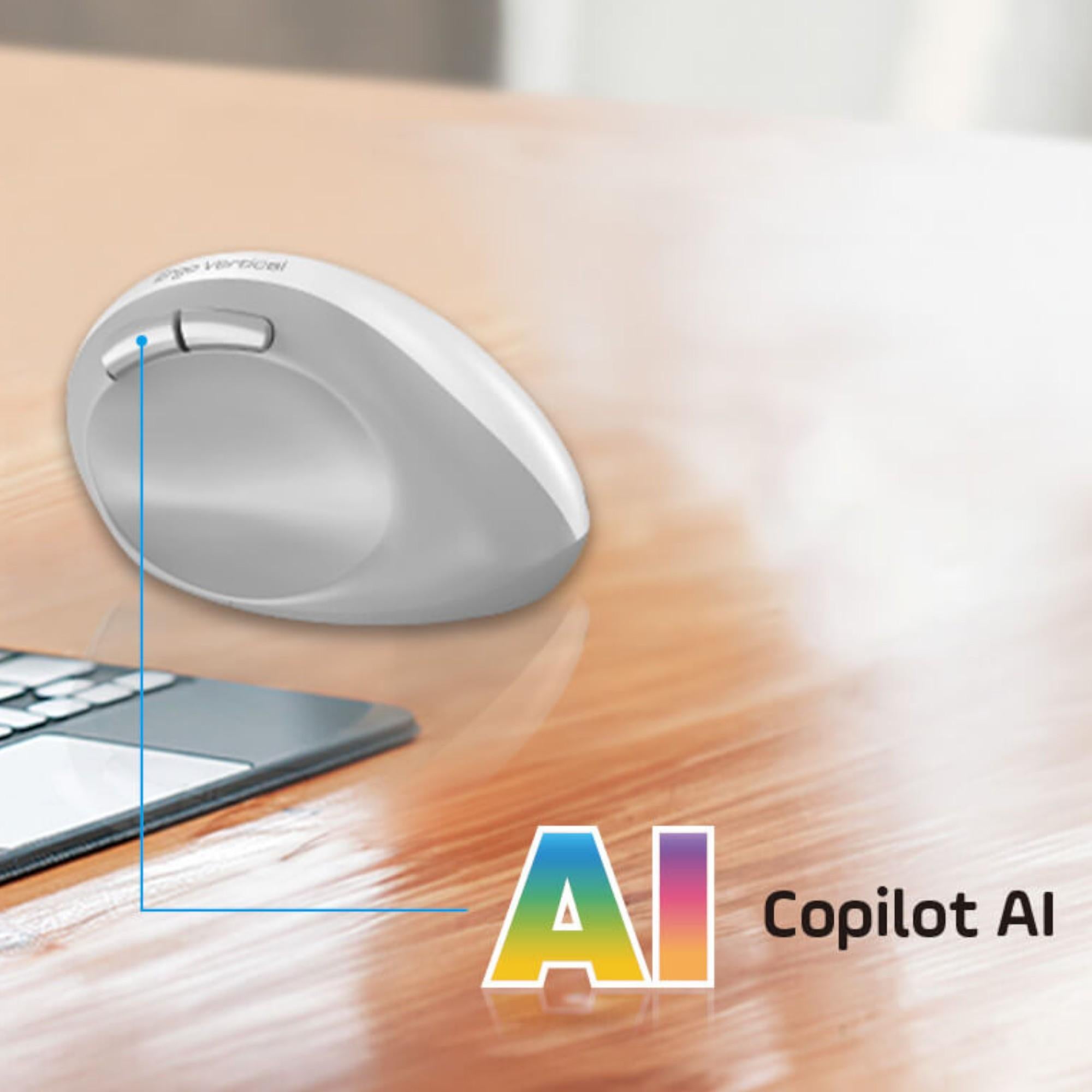 Mouse Vertical Ergonomic Dual Wireless BT+2.4G + Copilot AI
