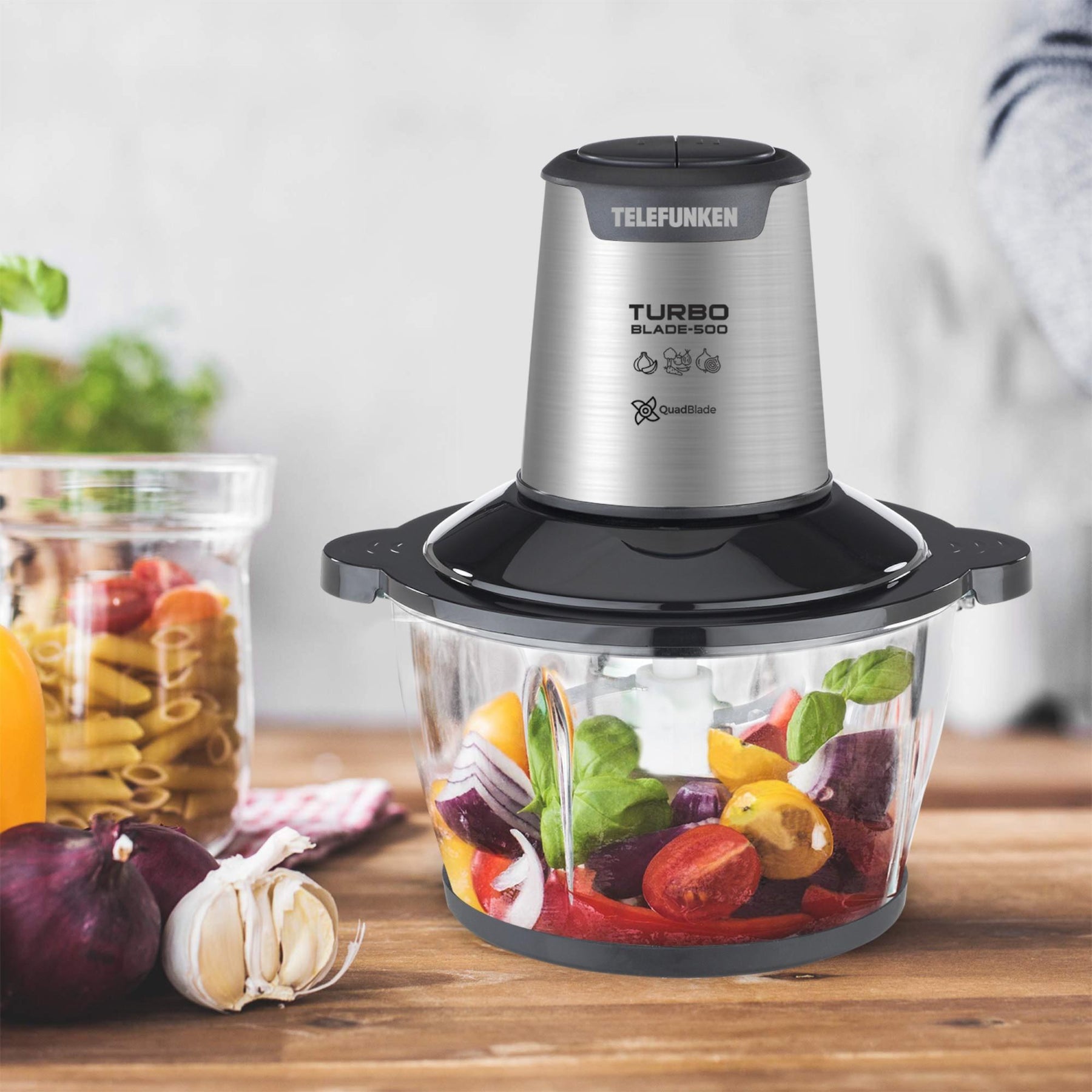 Picadora de Alimentos Turbo Blade 600W Bowl Vidrio 1.5 LT