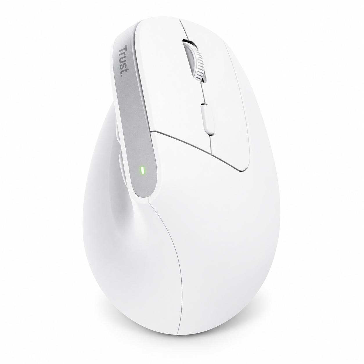 Mouse Vertical Inalámbrico Dual Ergonómico Trust Bayo+ White