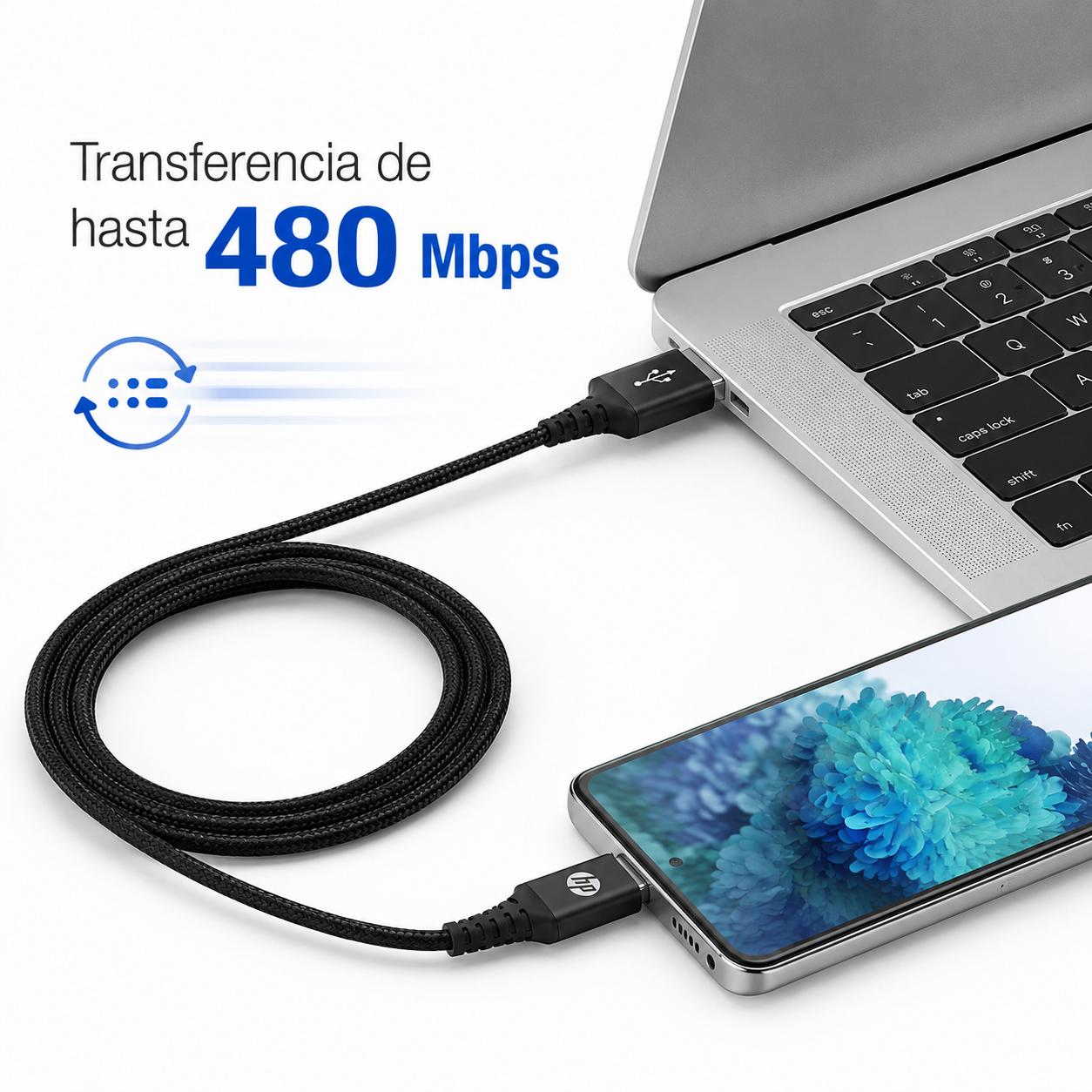 Cable de Datos HP USB-C A USB 3.0 REFORZADO 3M / 3A