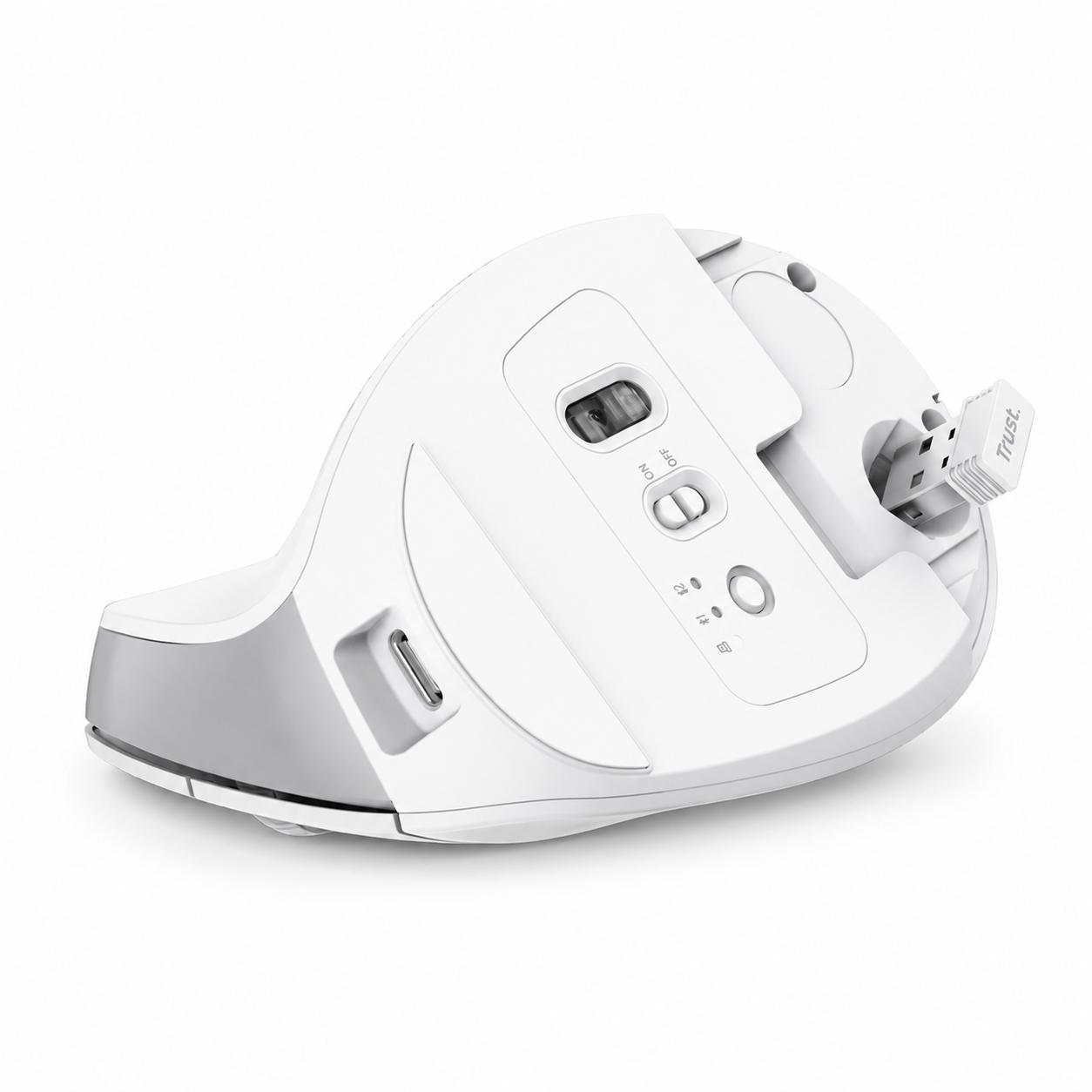Mouse Vertical Inalámbrico Dual Ergonómico Trust Bayo+ White