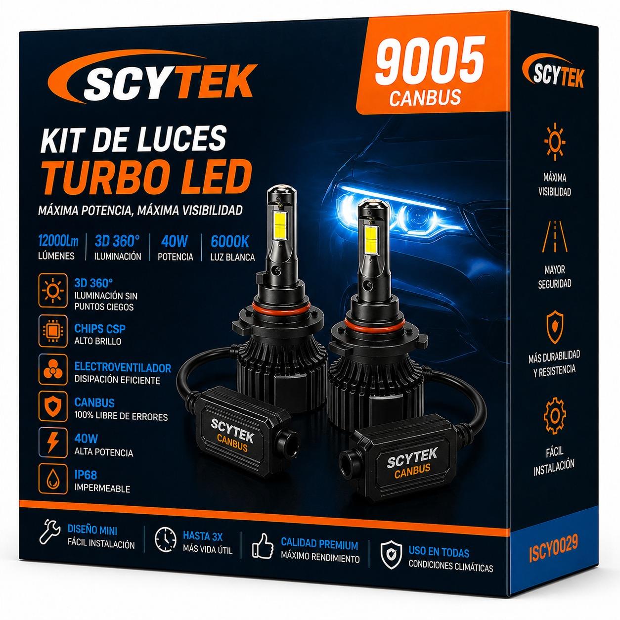 Kit de Luces Turbo LED 9005 Canbus 12000Lm 3D 360° 40W 6000K