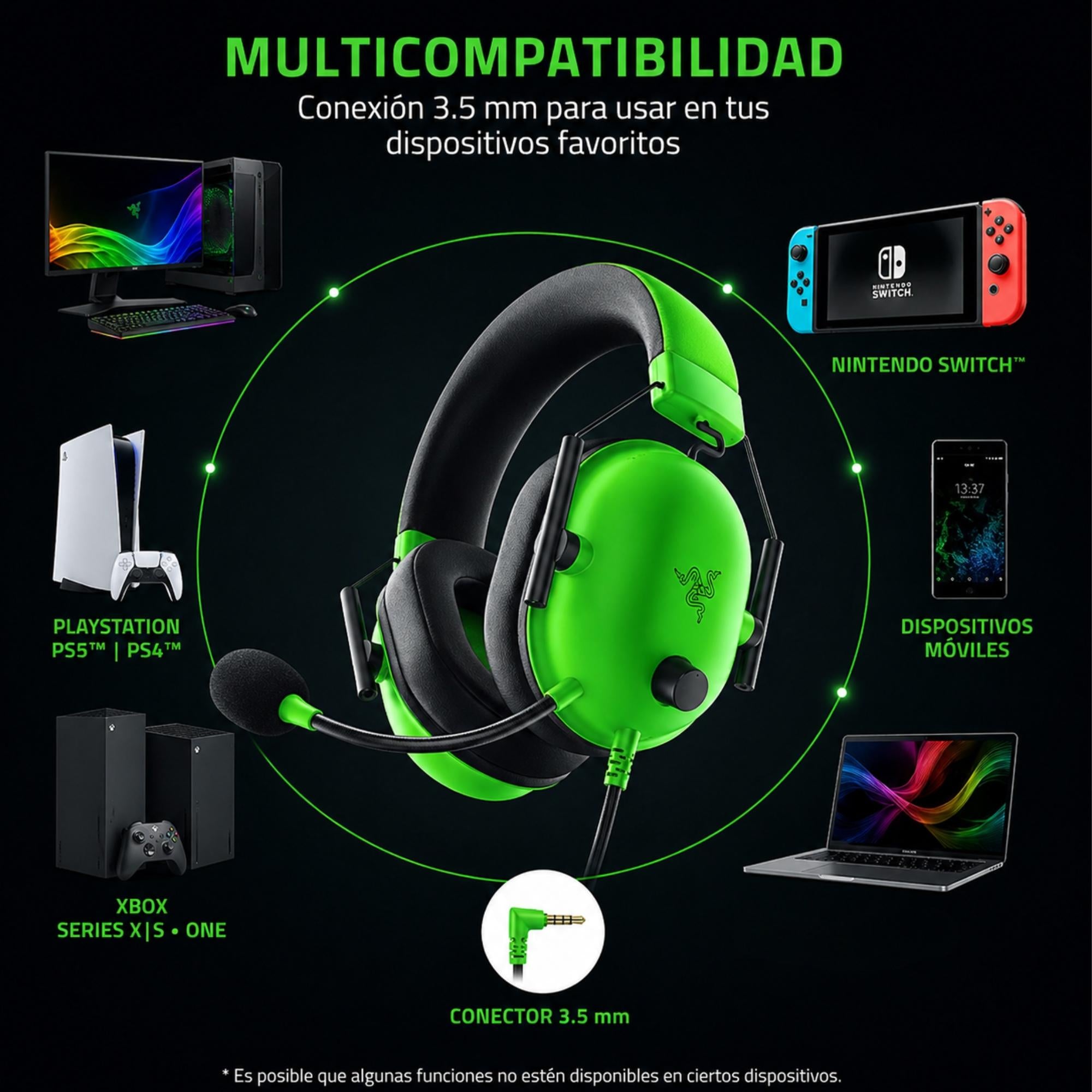 Audífonos Gamer Razer BLACKSHARK V2 X Green Mulltiplataforma