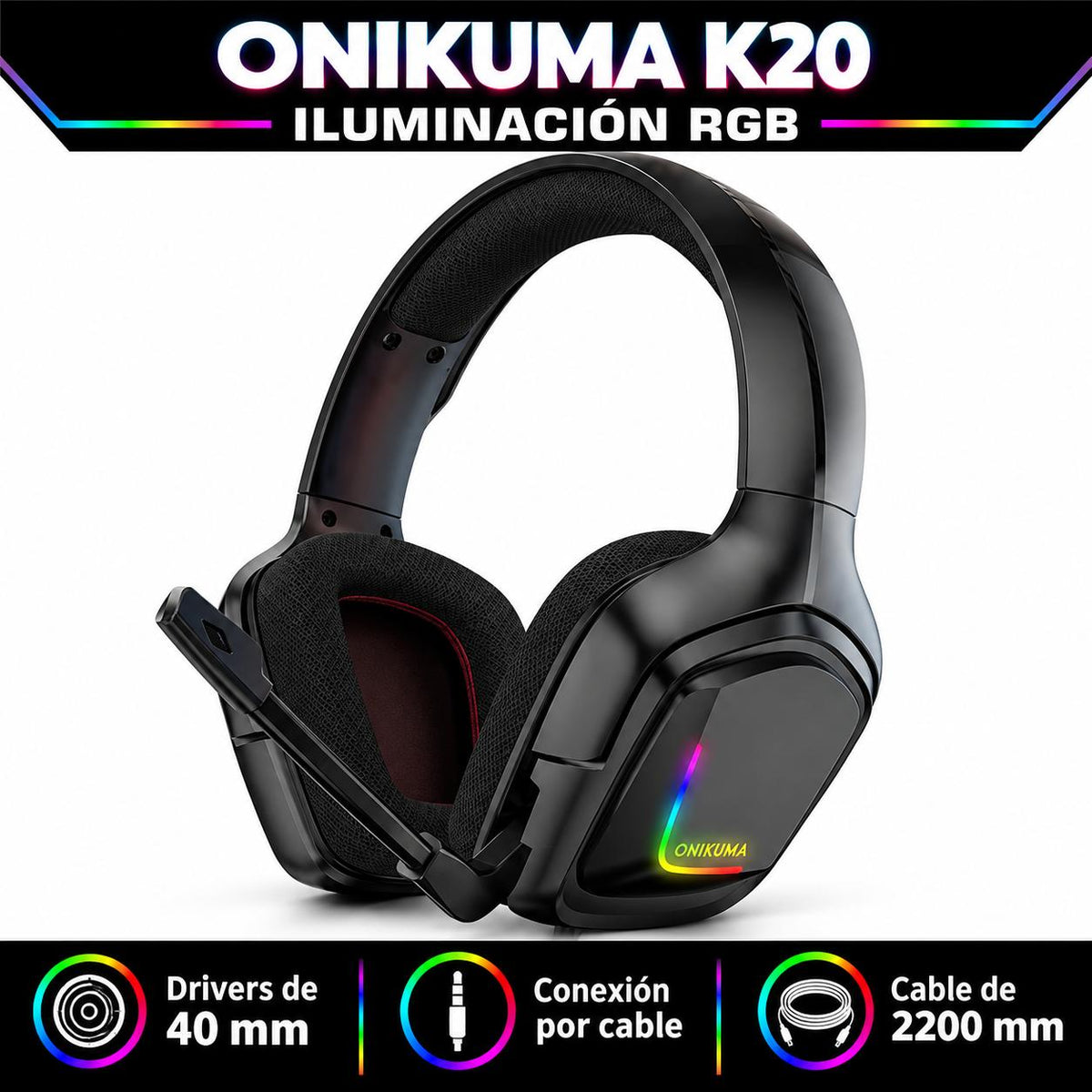 AUDIFONO GAMER ONIKUMA BLACK EDITION
