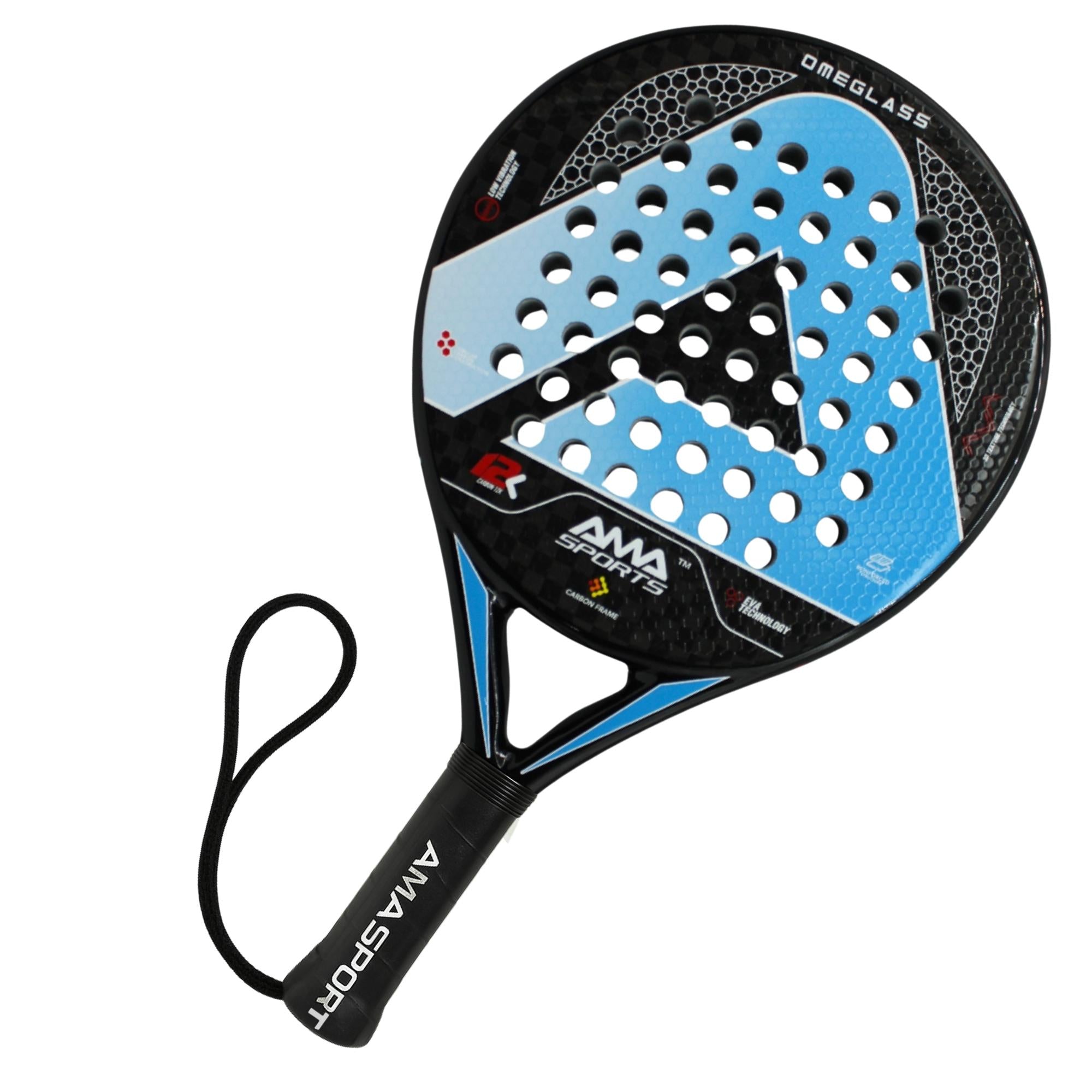 Pala de Padel de Fibra de Carbono Amasport 12K Omeglas