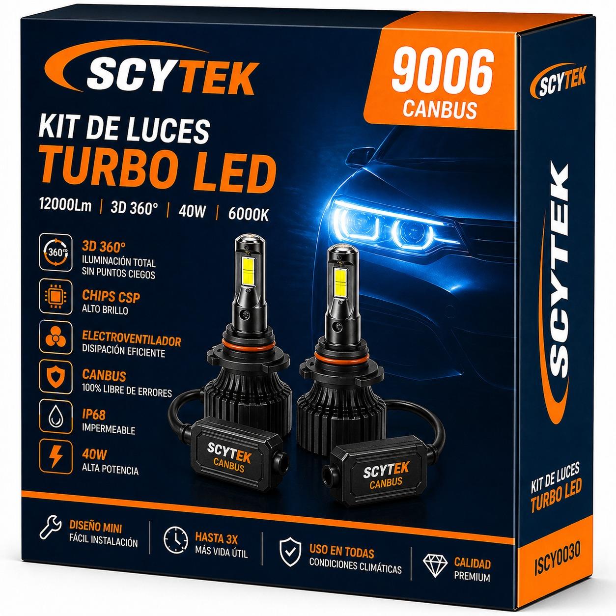 Kit de Luces Turbo LED 9006 Canbus 12000Lm 3D 360° 40W 6000K
