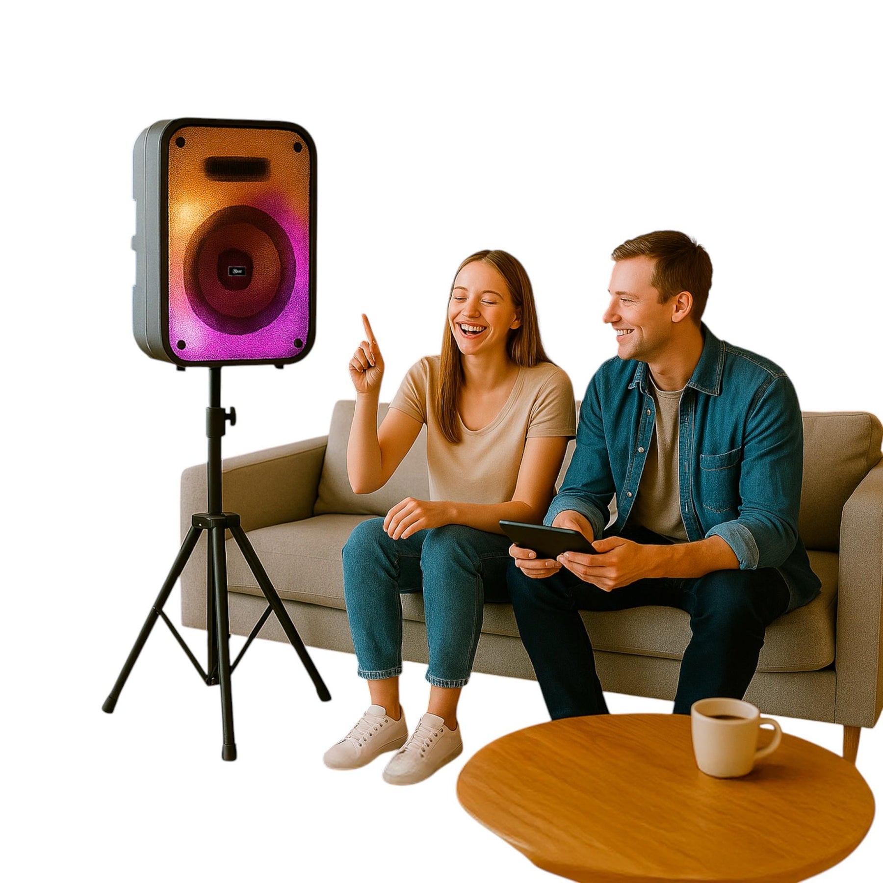 Parlante Bluetooth Flaming Ambiglow 12" RGB (Atril+ Mic) 30W