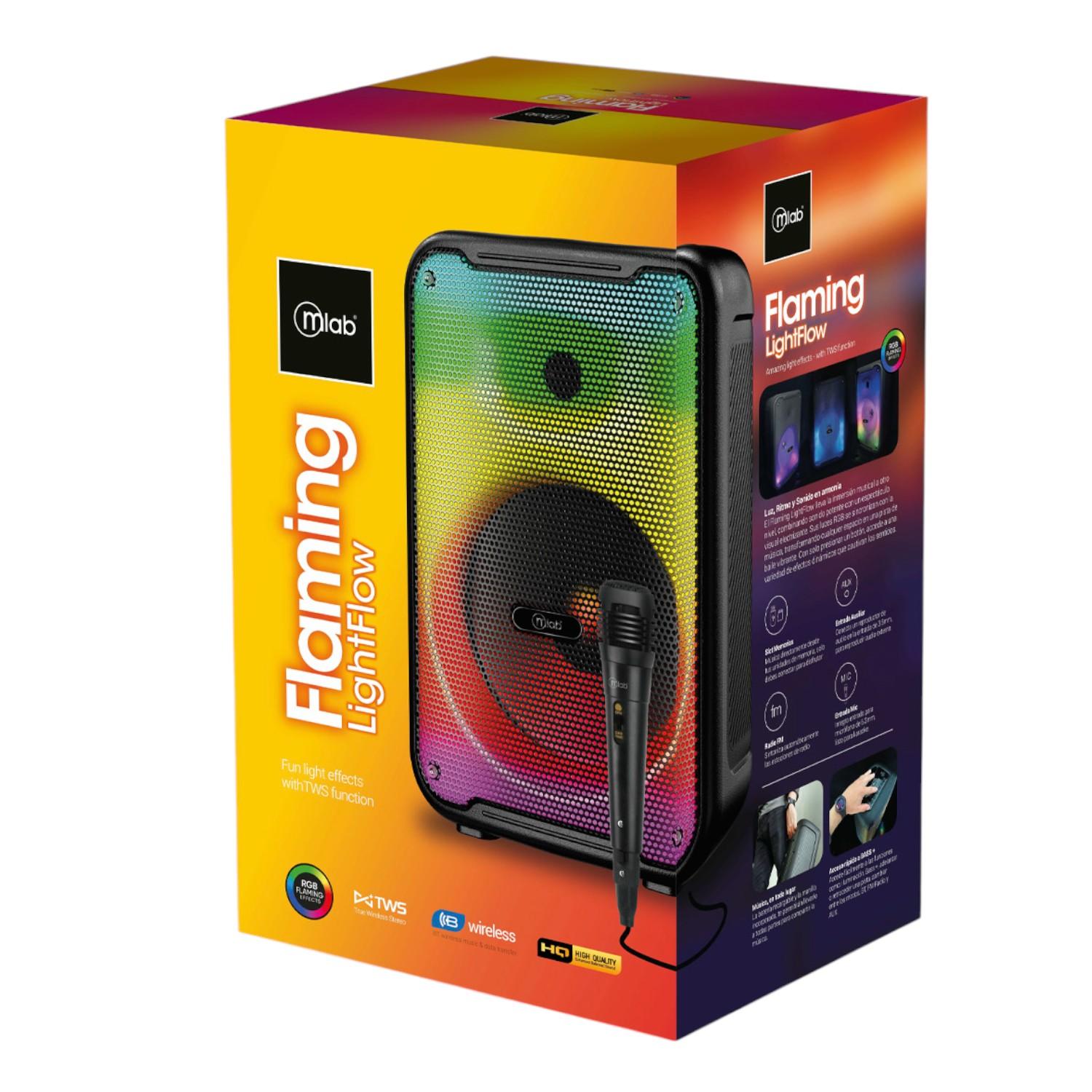 Parlante Bluetooth Flaming Light Flow 8" RGB 20W RMS C/ Mic