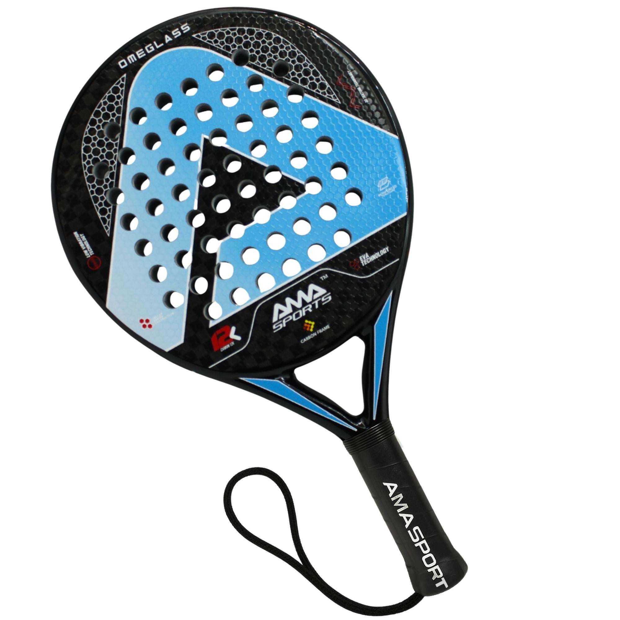 Pala de Padel de Fibra de Carbono Amasport 12K Omeglas