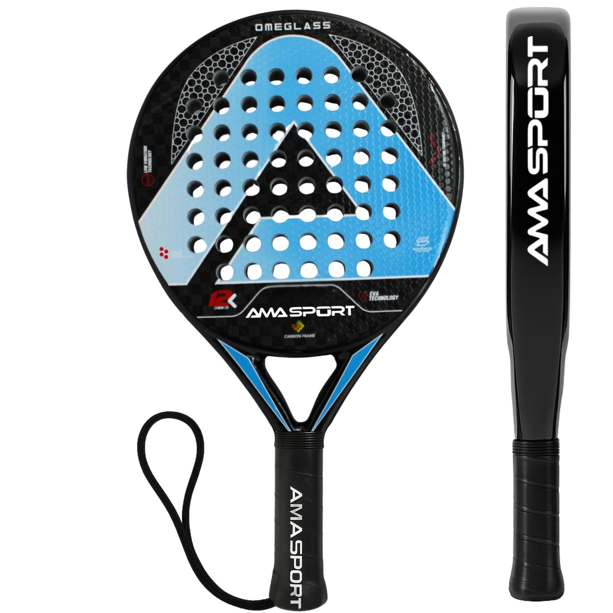 Pala de Padel de Fibra de Carbono Amasport 12K Omeglas