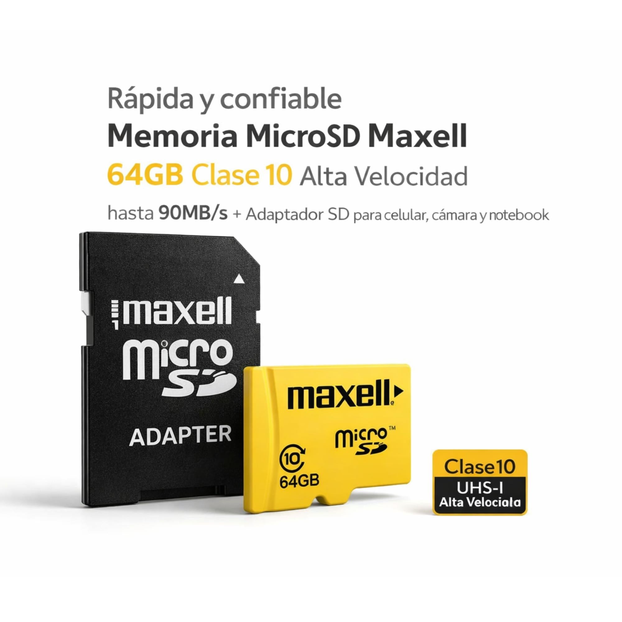 Memoria MicroSD Maxell 64GB Clase 10 High Speed UHS-1