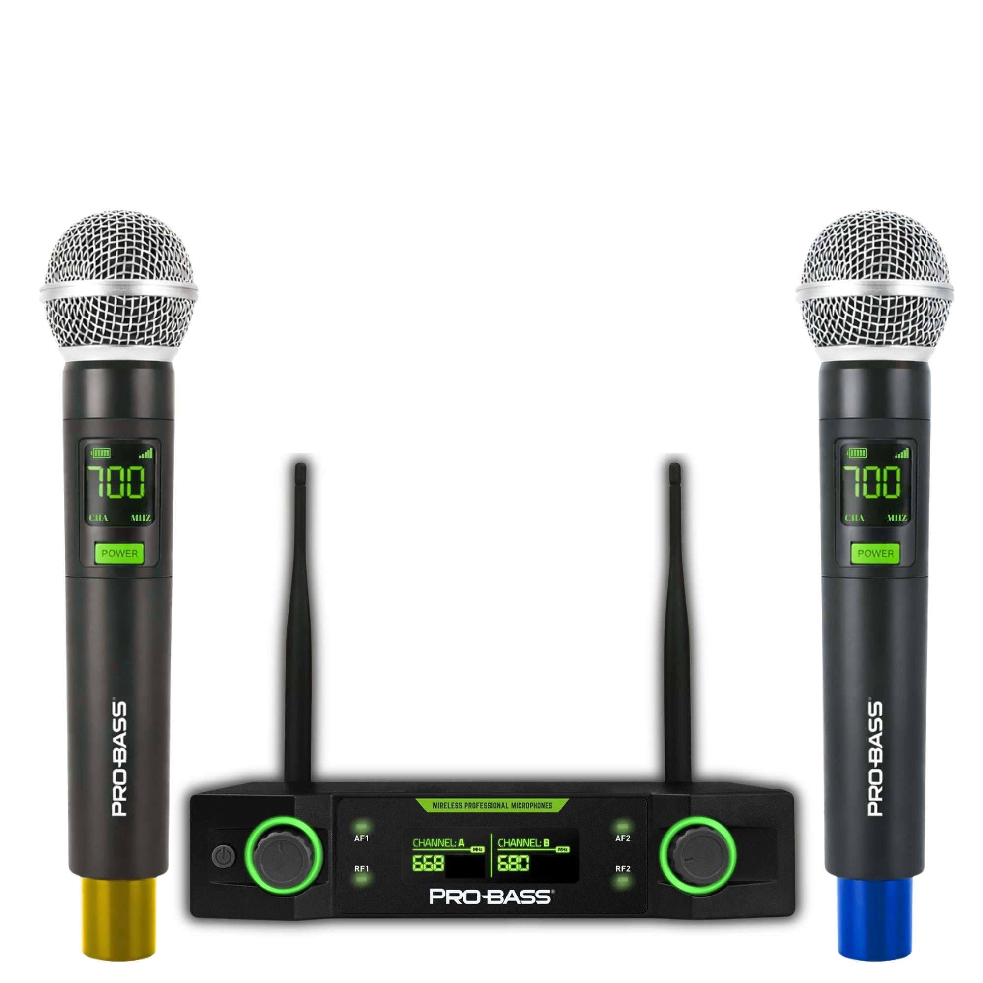 Pack de 2 Micrófonos Inalámbricos Profesionales PROBASS UHF
