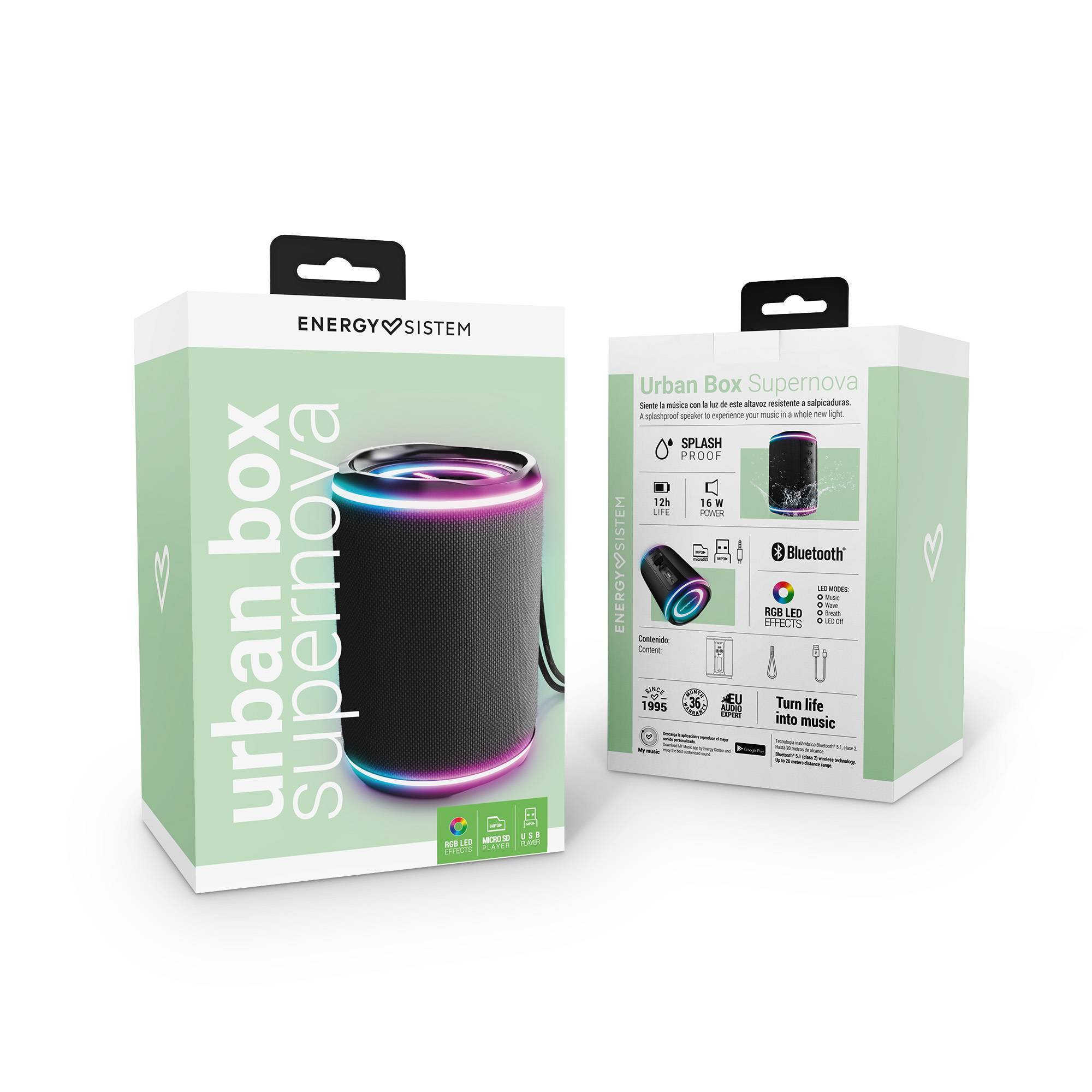 Parlante Energy Sistem Urban Box Super Nova 16W BT 5.0 RGB