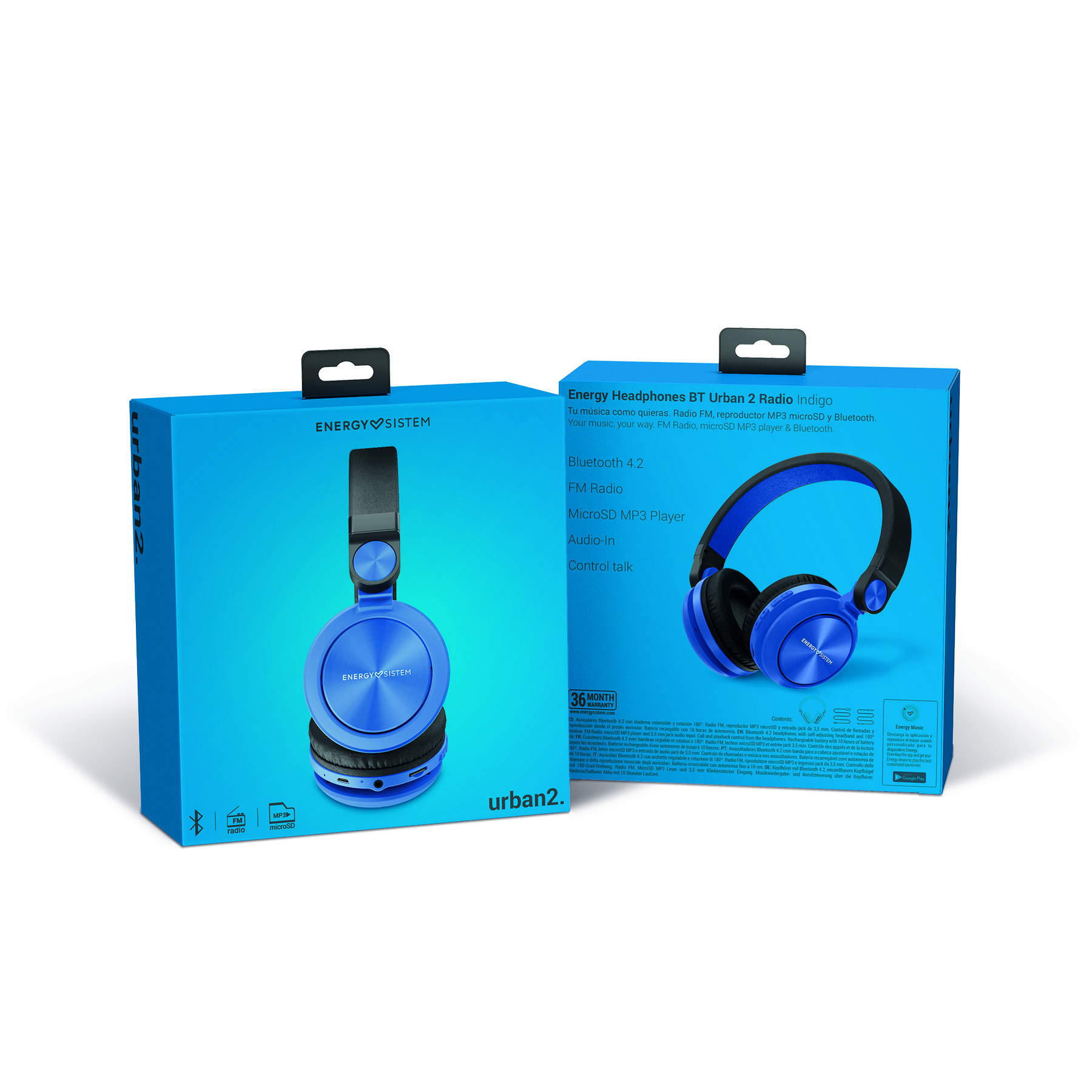 Audifono Energy Sistem Urban 2 Indigo BT FM SD con Asistente