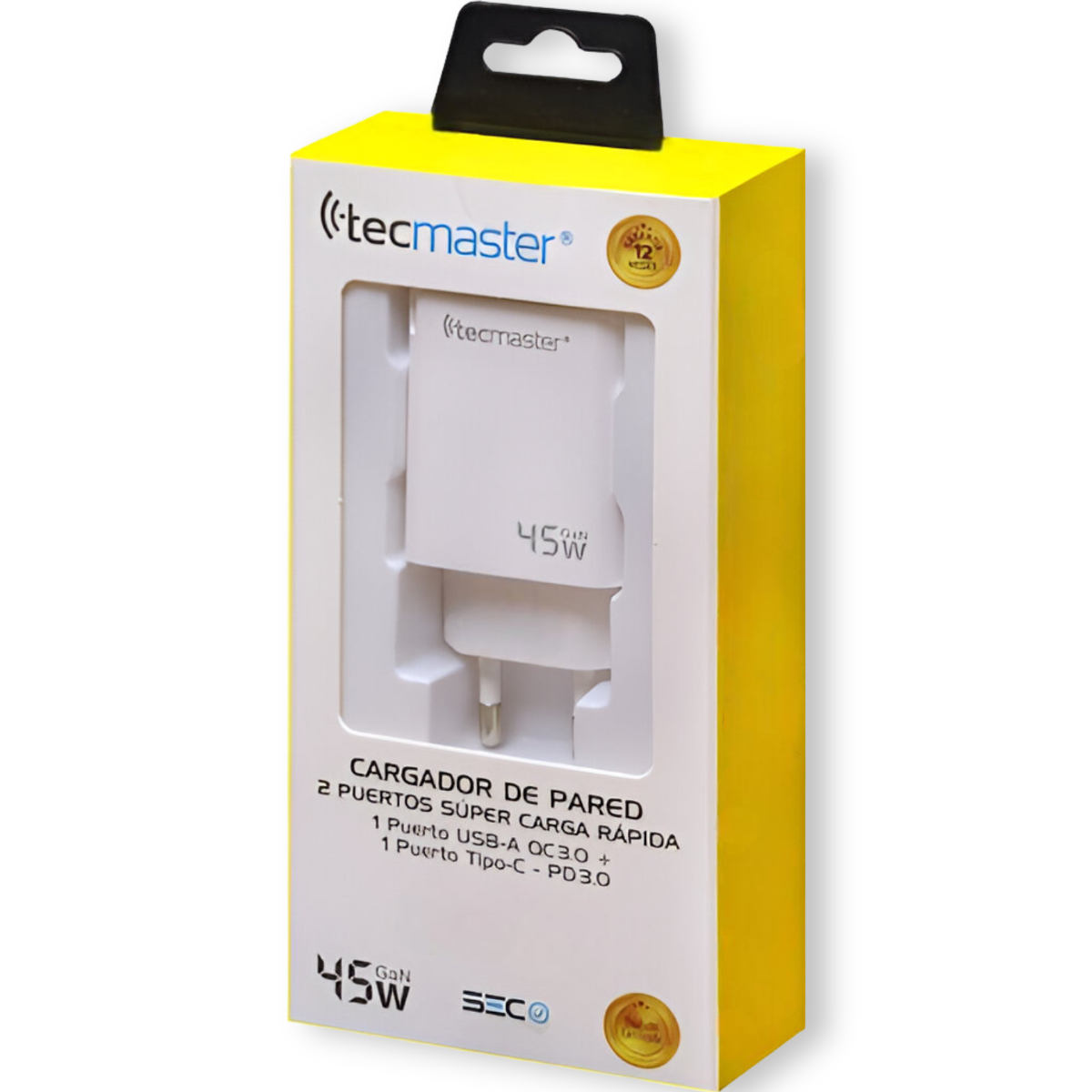 Cargador Pared 45W GAN PD Type-C + USB Tecmaster SEC 200540