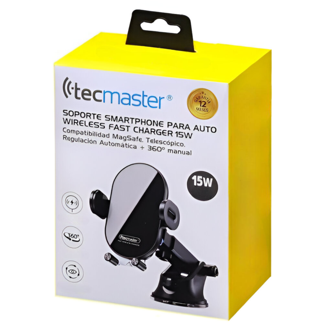 Soporte de Auto con Carga Inalámbrica 15W Tecmaster TM200543