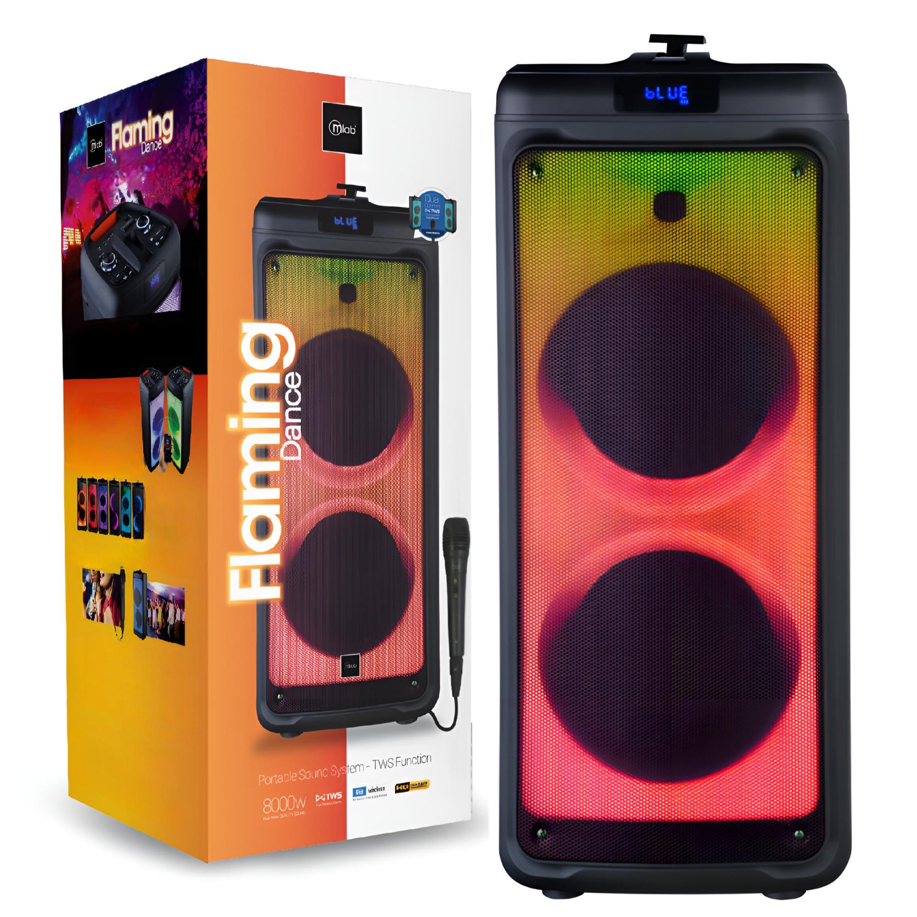 Parlante Portátil Karaoke RGB + MIC MicroLab 9105 8000W PMPO