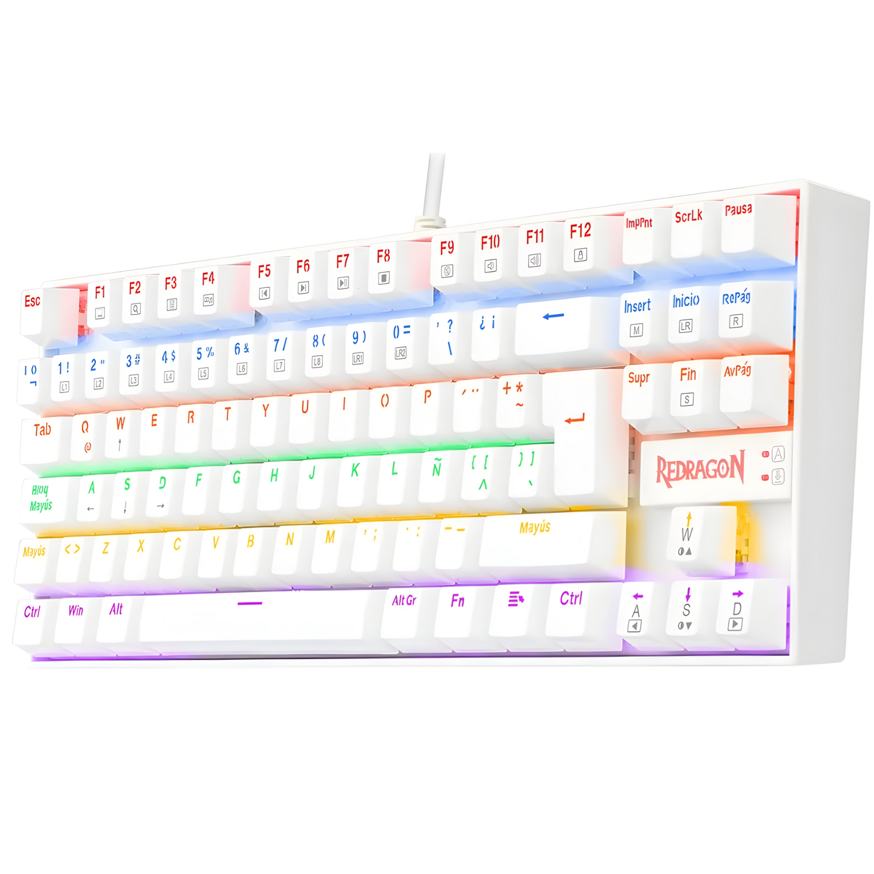 Teclado Gamer Redragon Mecanico Kumara Rgb K552W Pro Blanco