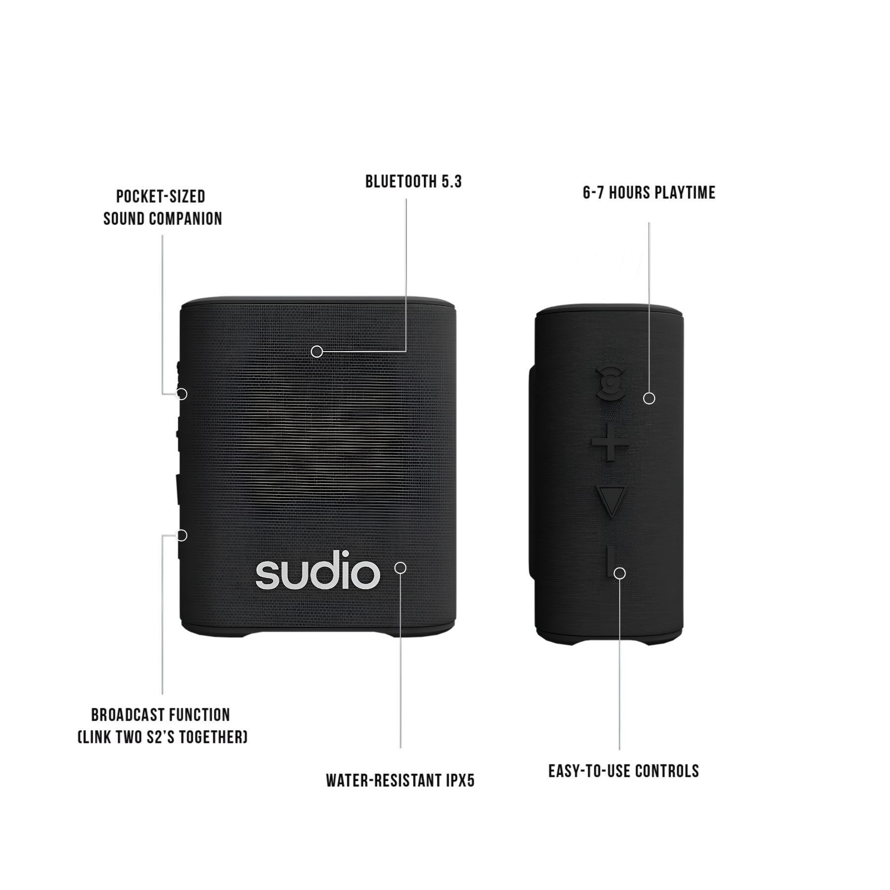 Parlante Sudio Premium S2 TWS Bluetooth Black Edition 7H