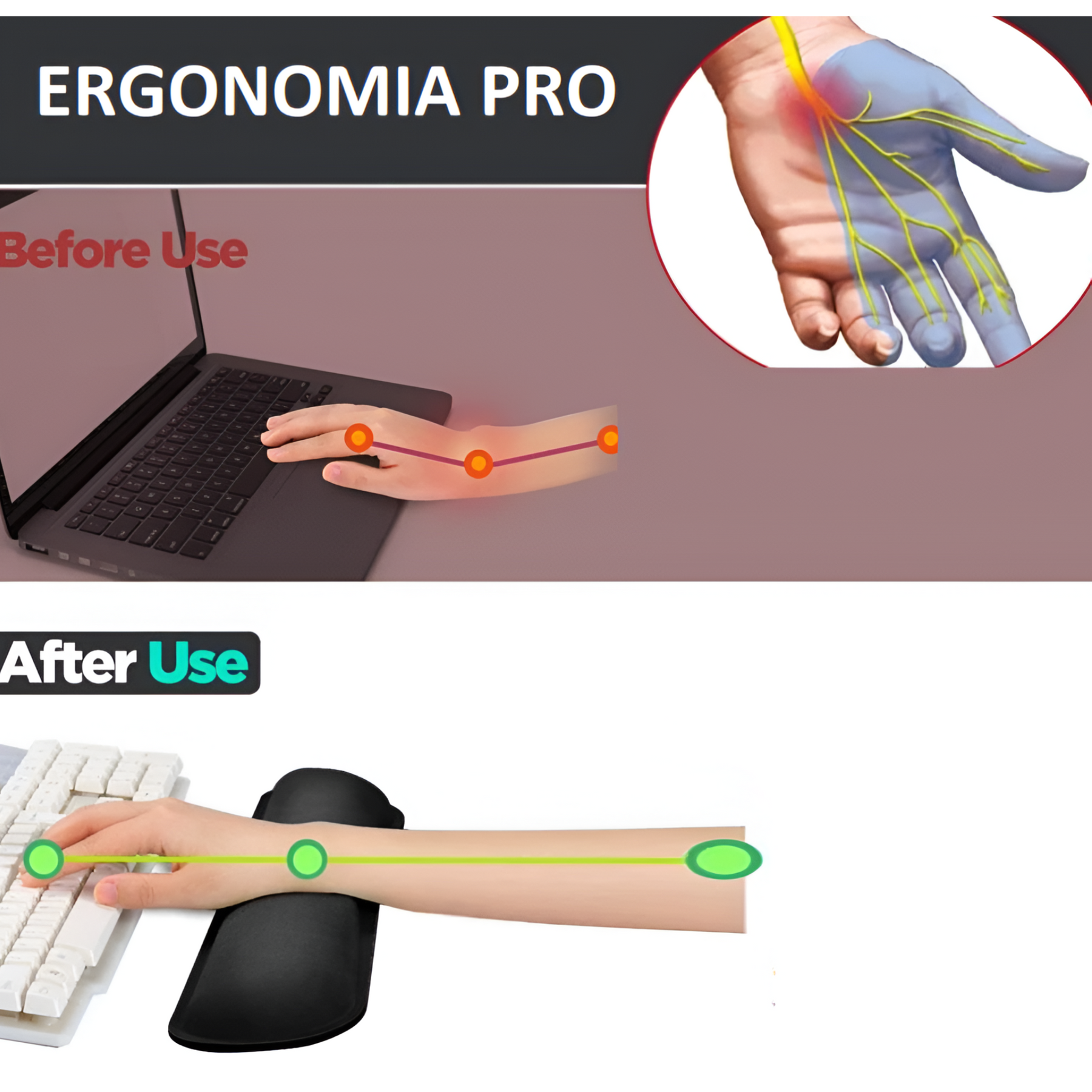 Apoya Muñecas Ergonómico de GEL para Teclados Memory Foam HD