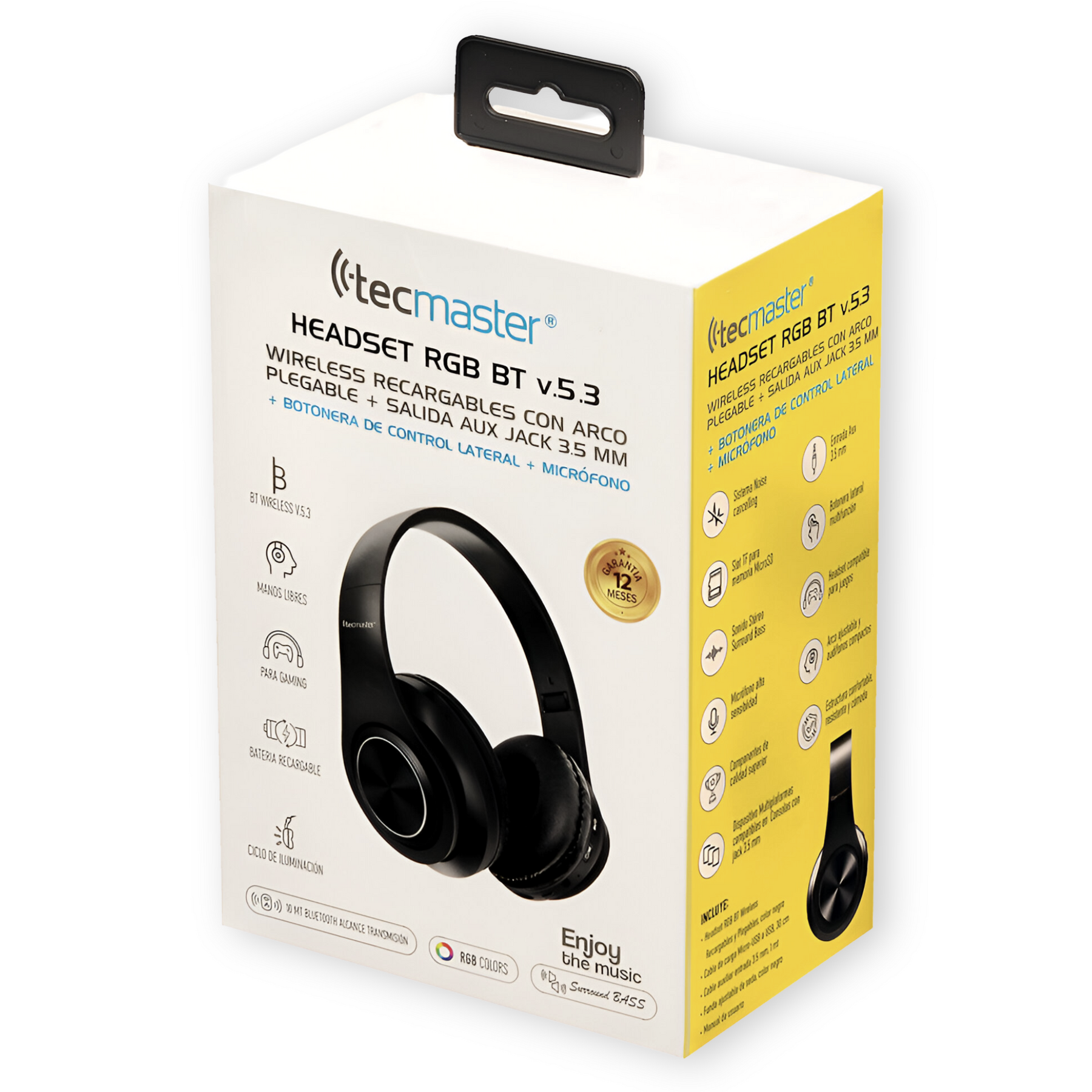 Audífonos Bluetooth 5.3 RGB Plegable Multifuncionales SD/MP3