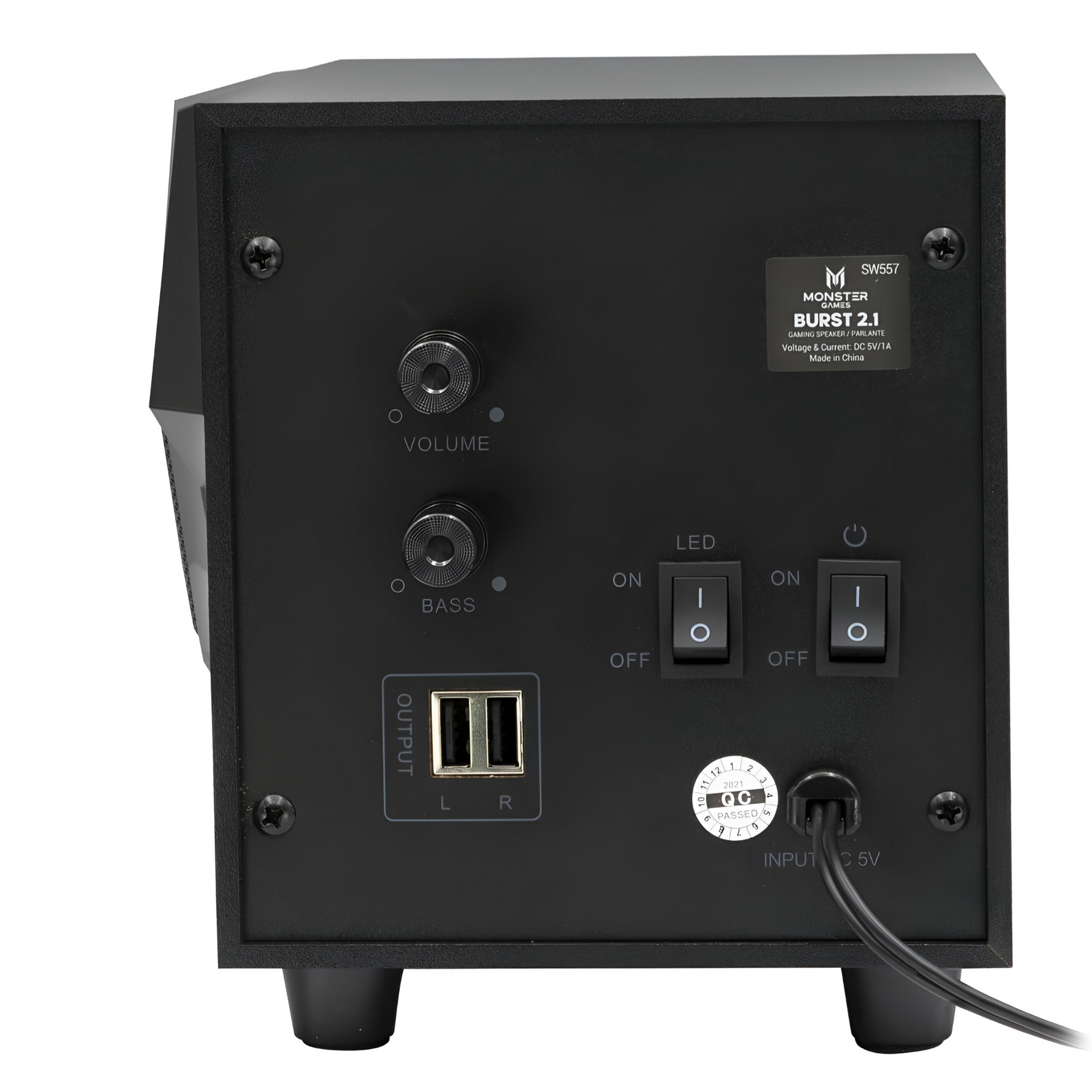Subwoofer USB Monster 10W RMS Audio Stereo 2.1 RGB SW557